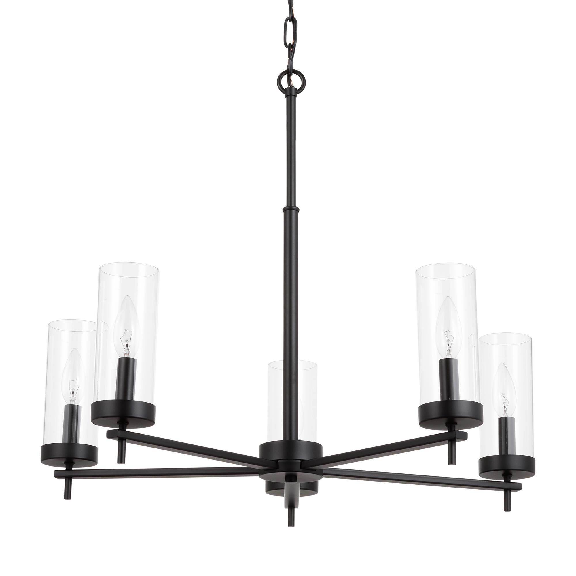 Shown in Midnight Black finish and Clear Glass s shade