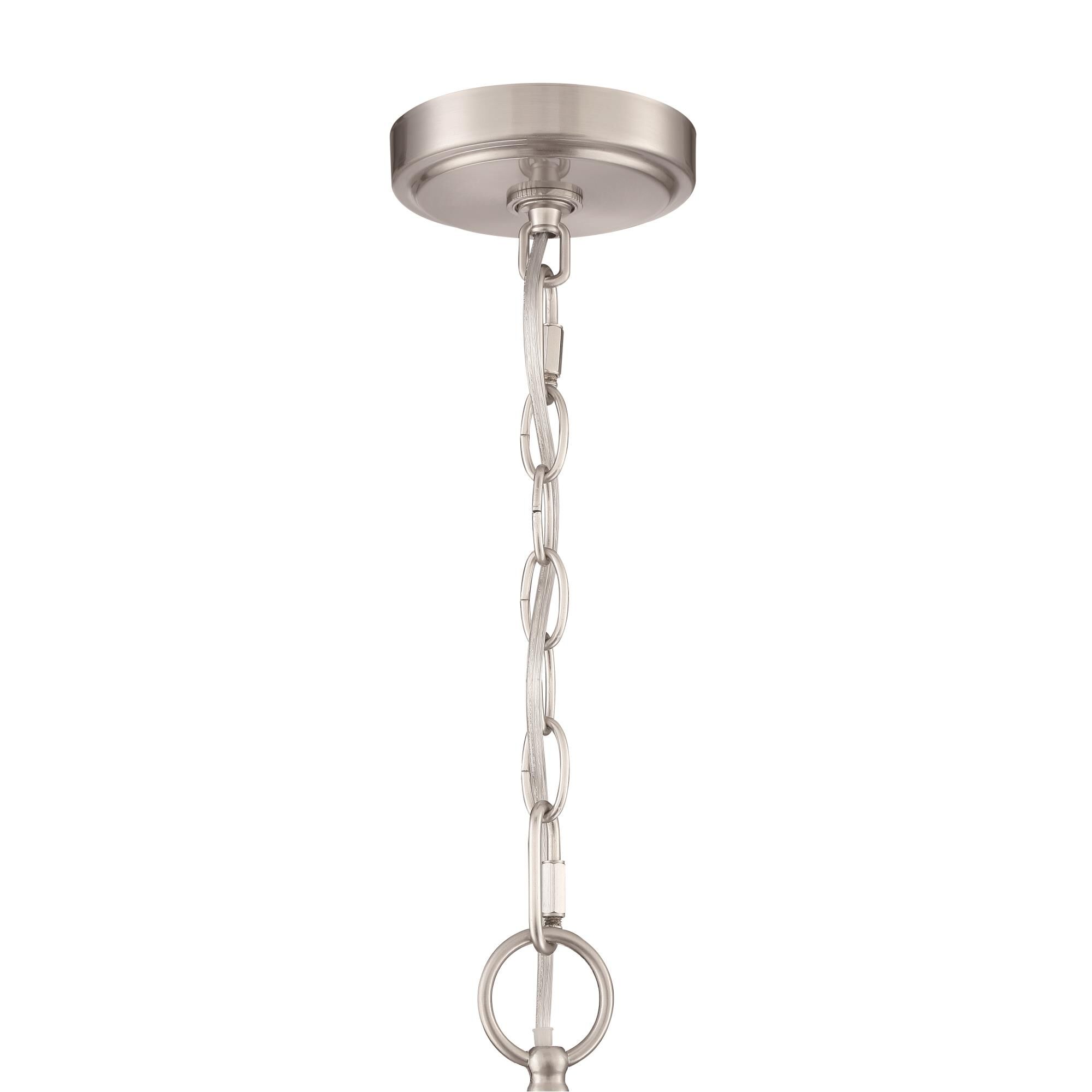 Shown in Brushed Polished Nickel finish and Clear Seeded glass and Glass shade