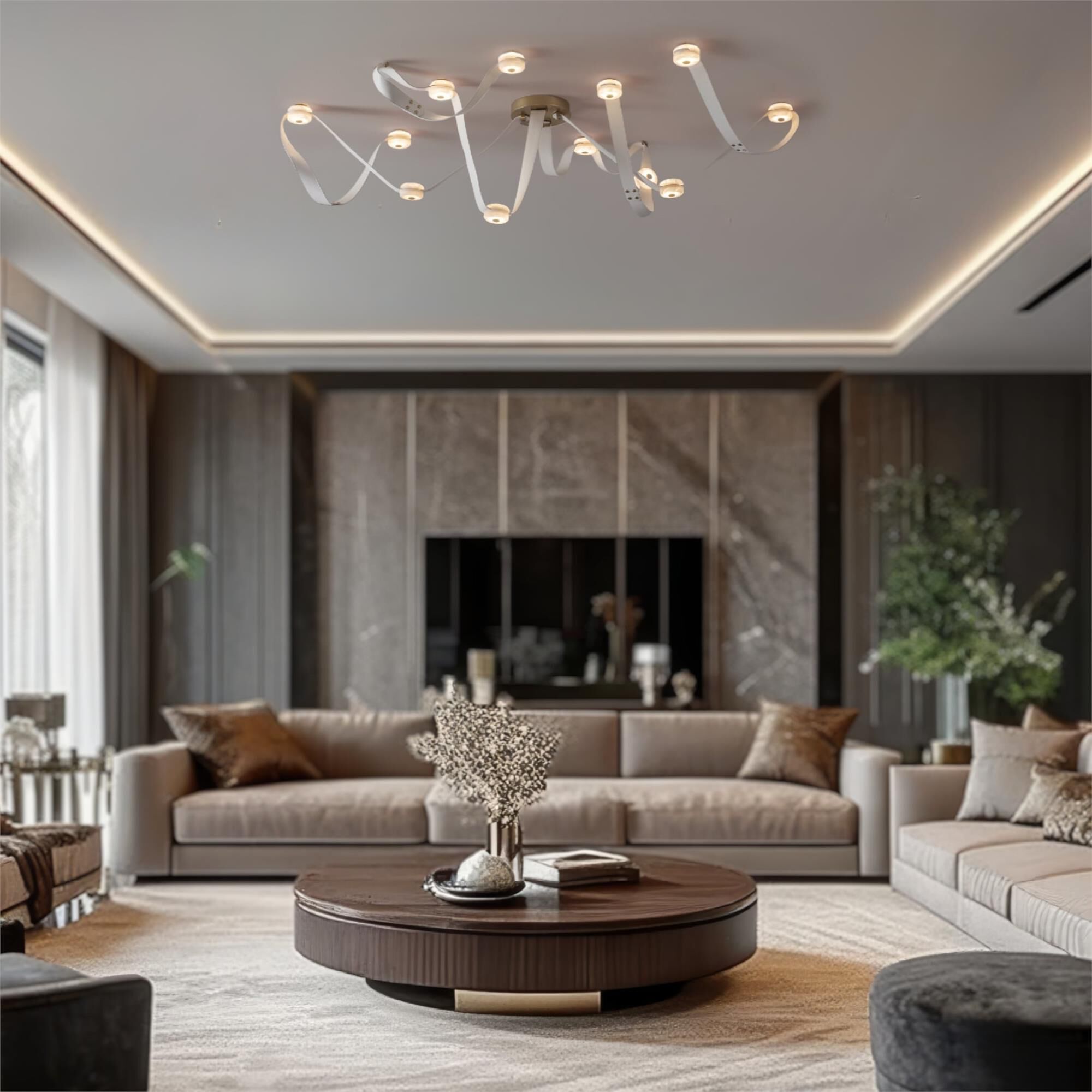 Shown in Modern Brass finish and White Leather accent
