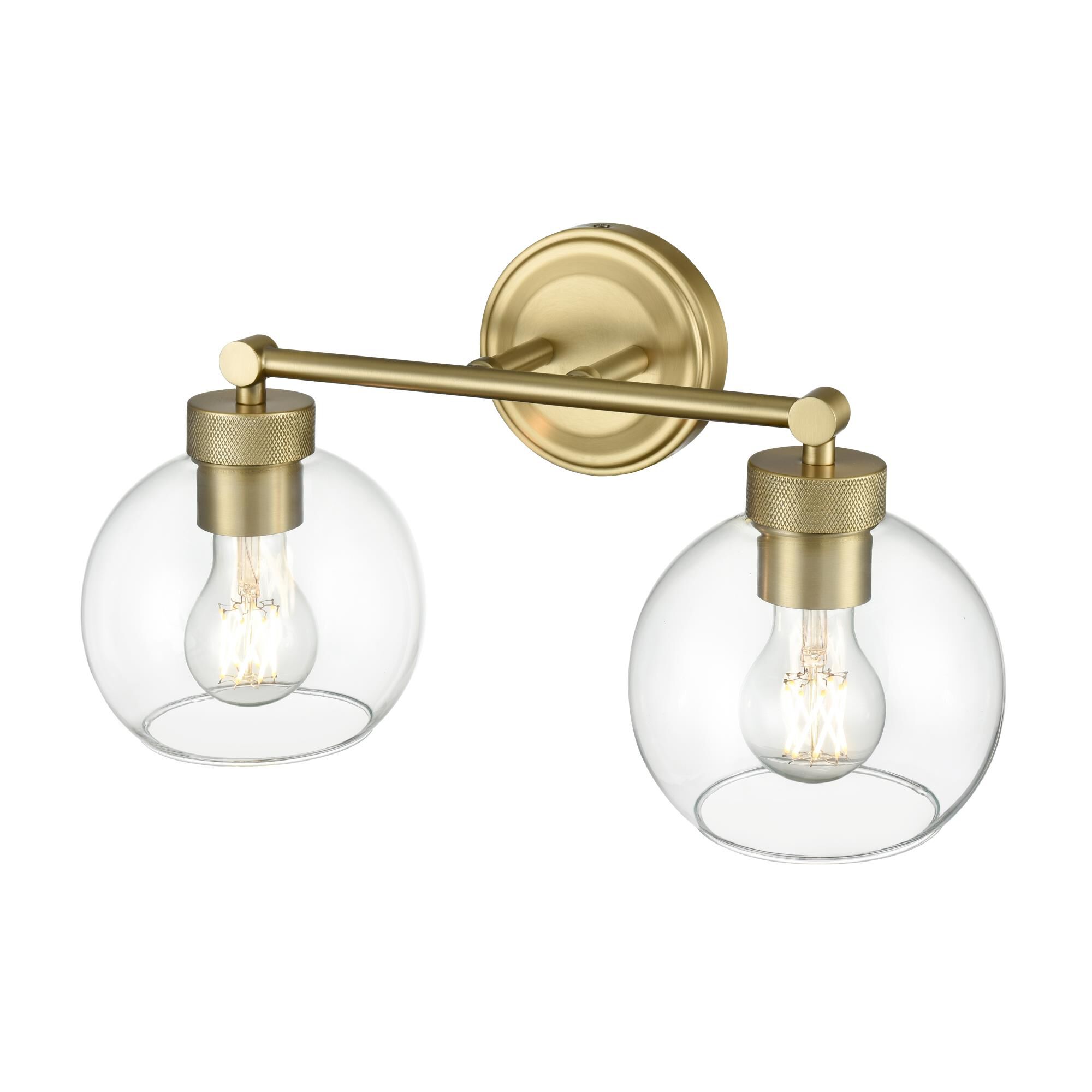 Shown in Vintage Brass finish and Clear glass