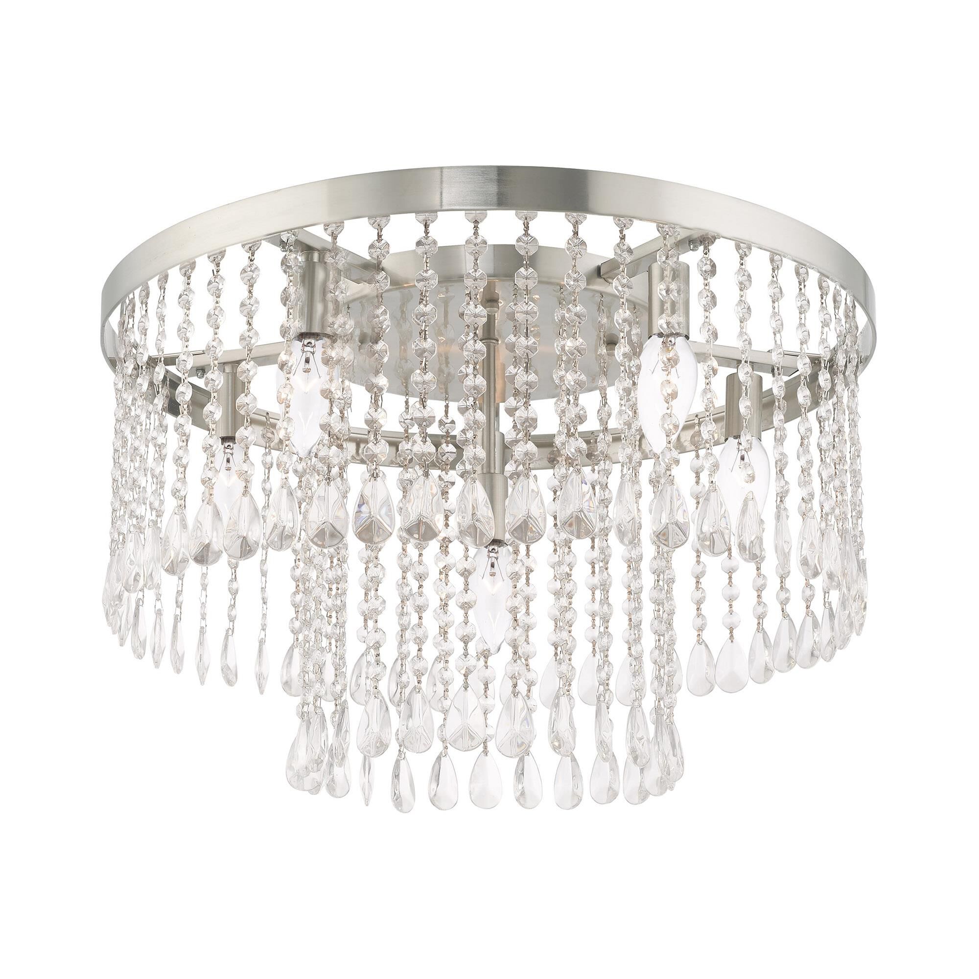 Shown in Brushed Nickel finish and Clear Crystals glass