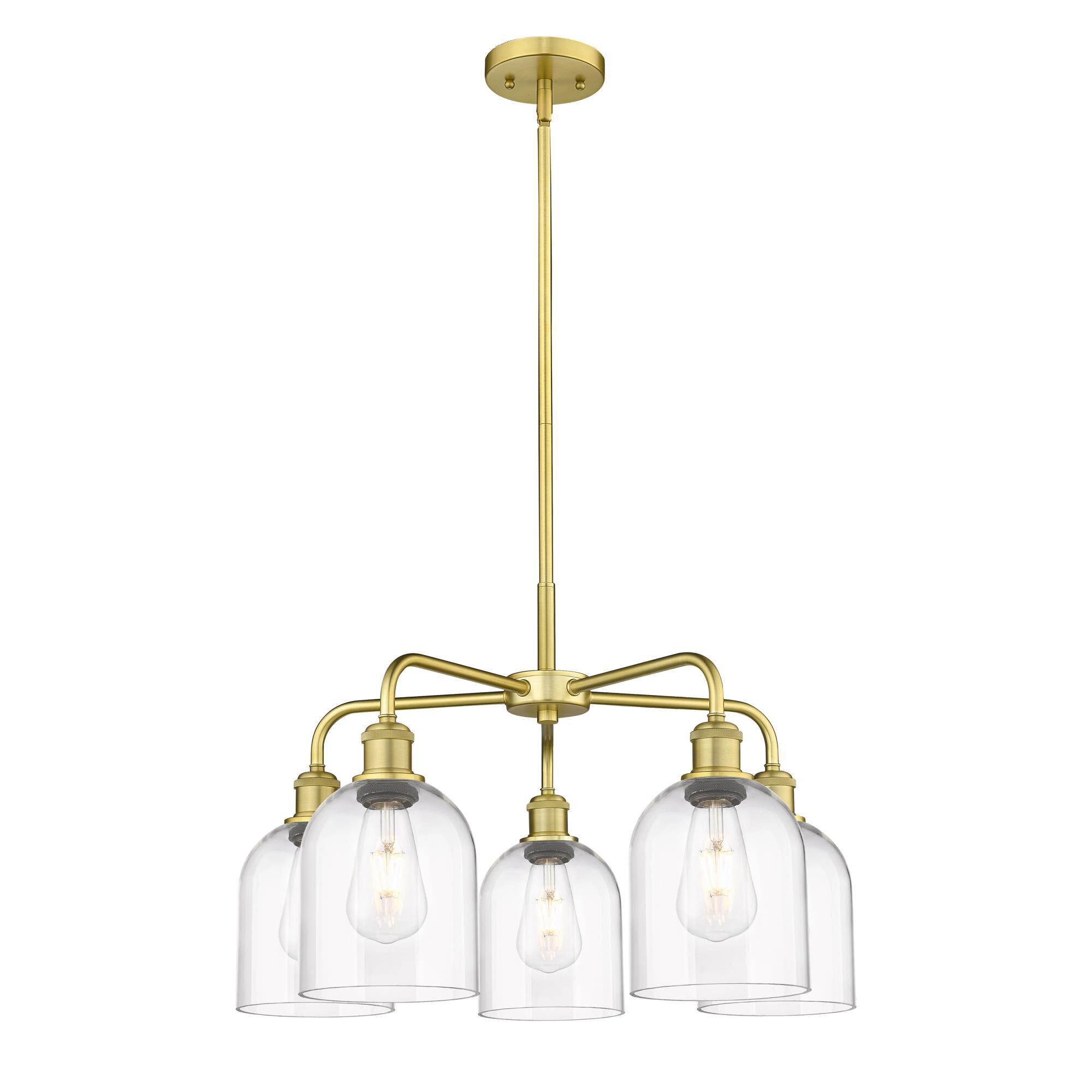 Shown in Satin Gold finish and Clear glass