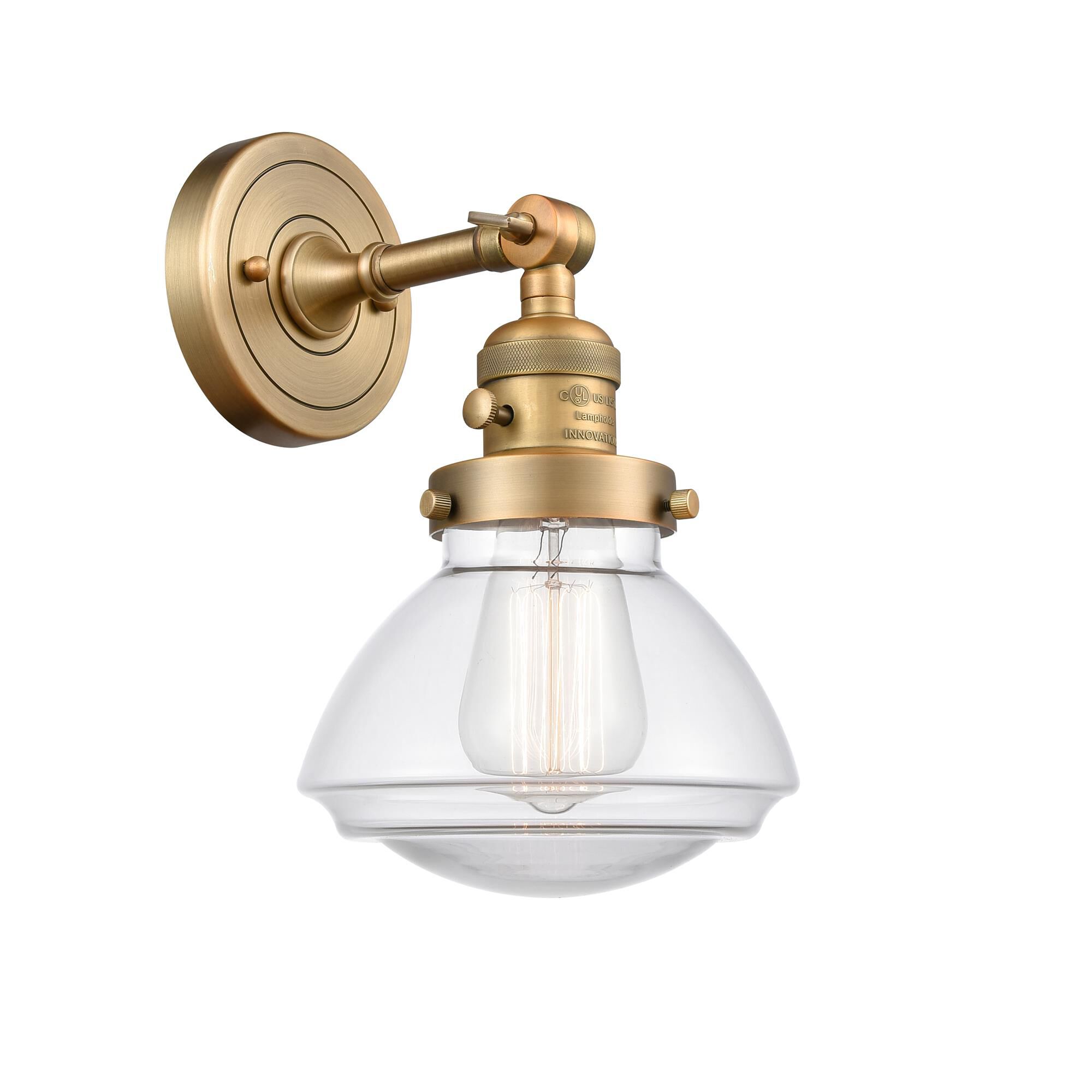 Shown in Brushed Brass finish and Bell glass and Glass shade