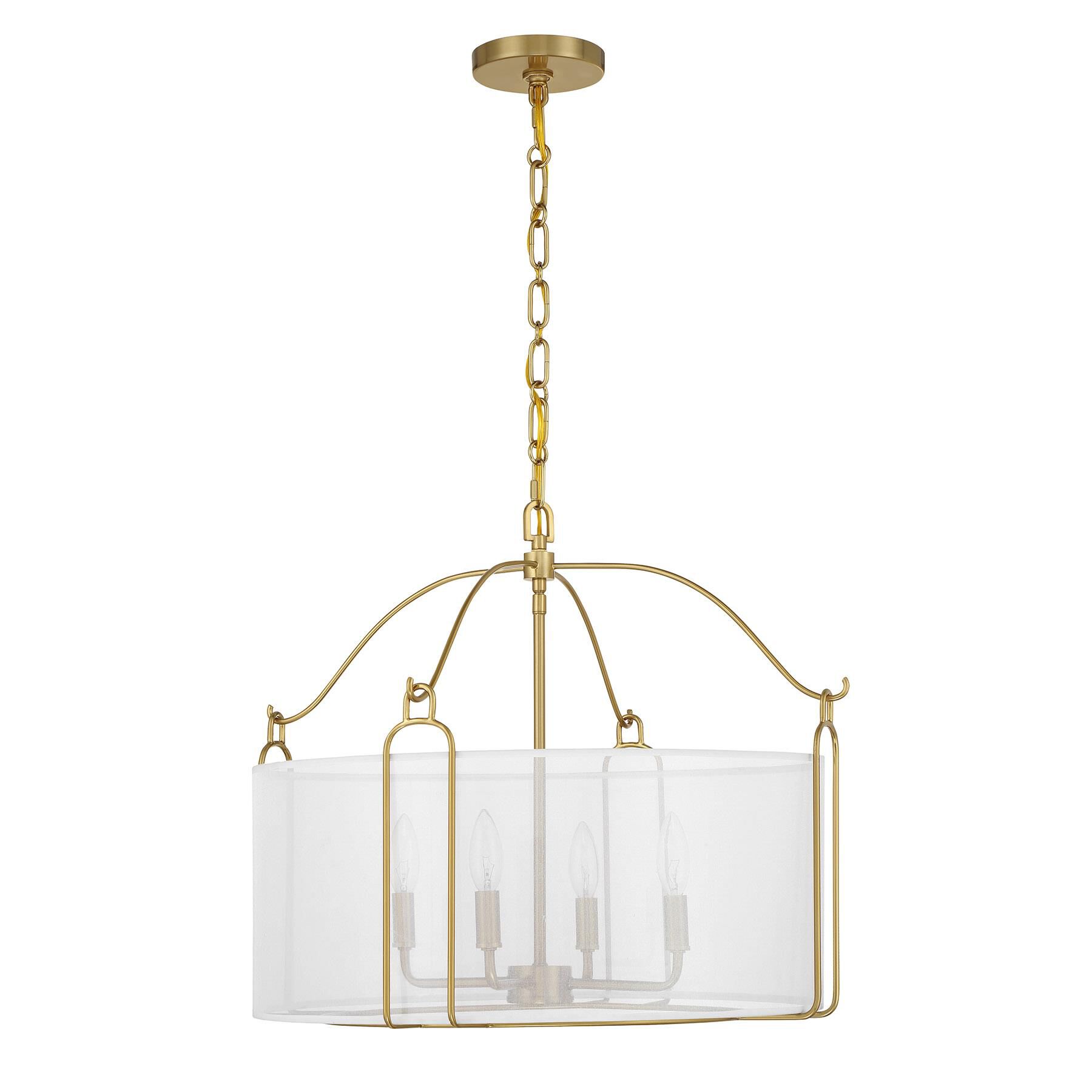 Shown in Warm Brass finish and Organza shade