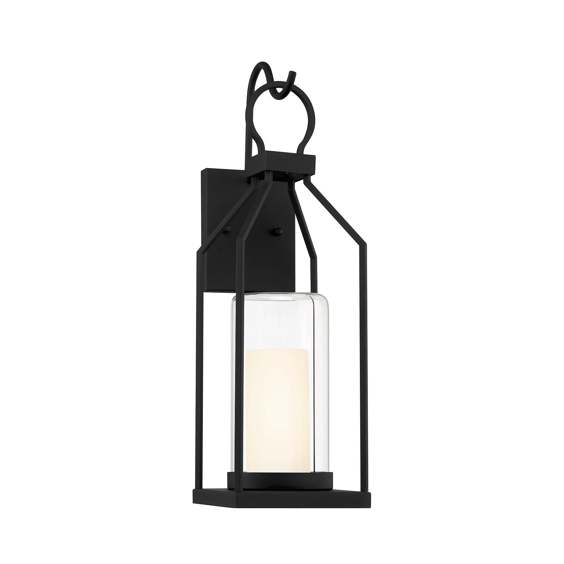 Shown in Matte Black finish and Clear Outer , White Opal Chimney glass and Glass shade