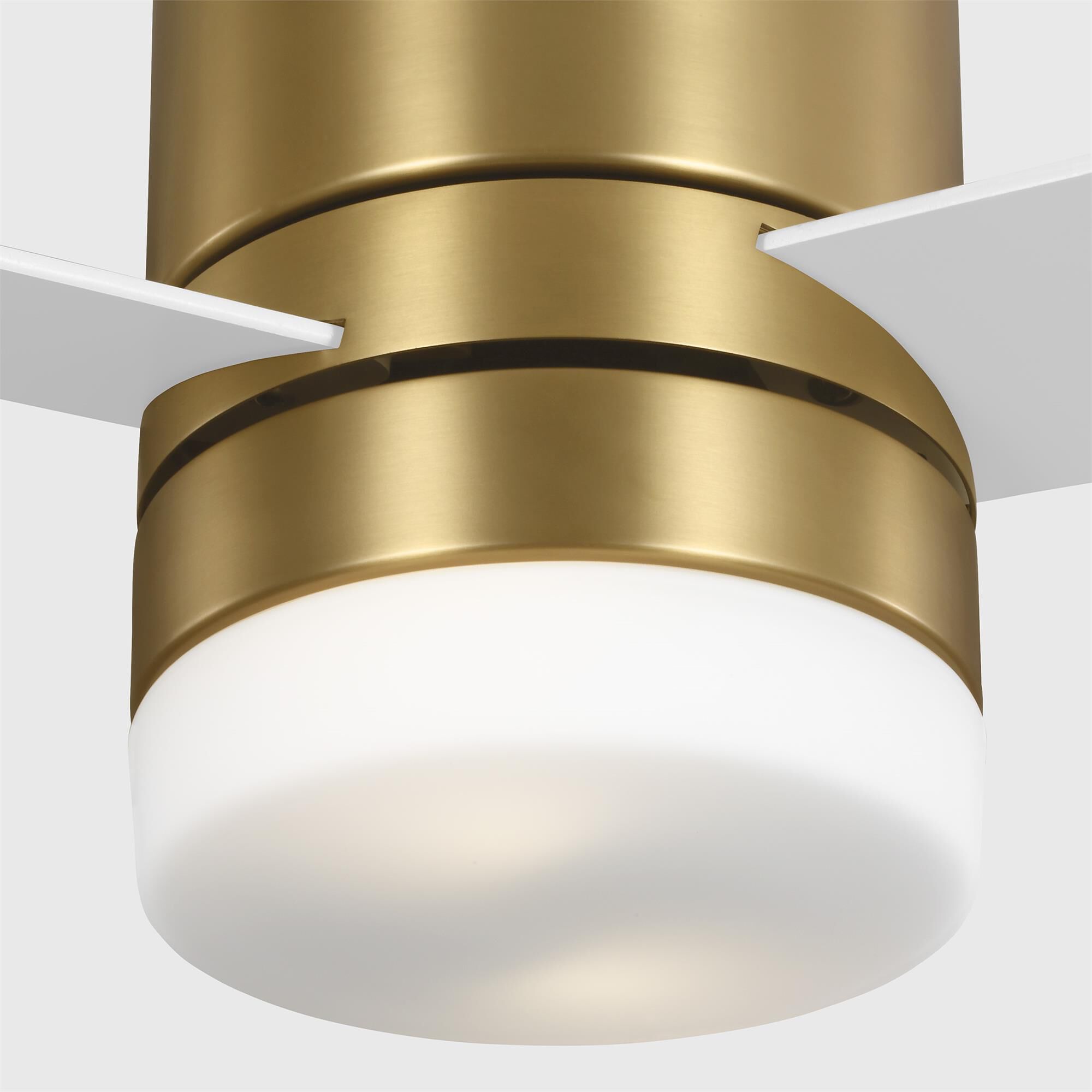 Shown in Burnished Brass finish and Matte Opal glass