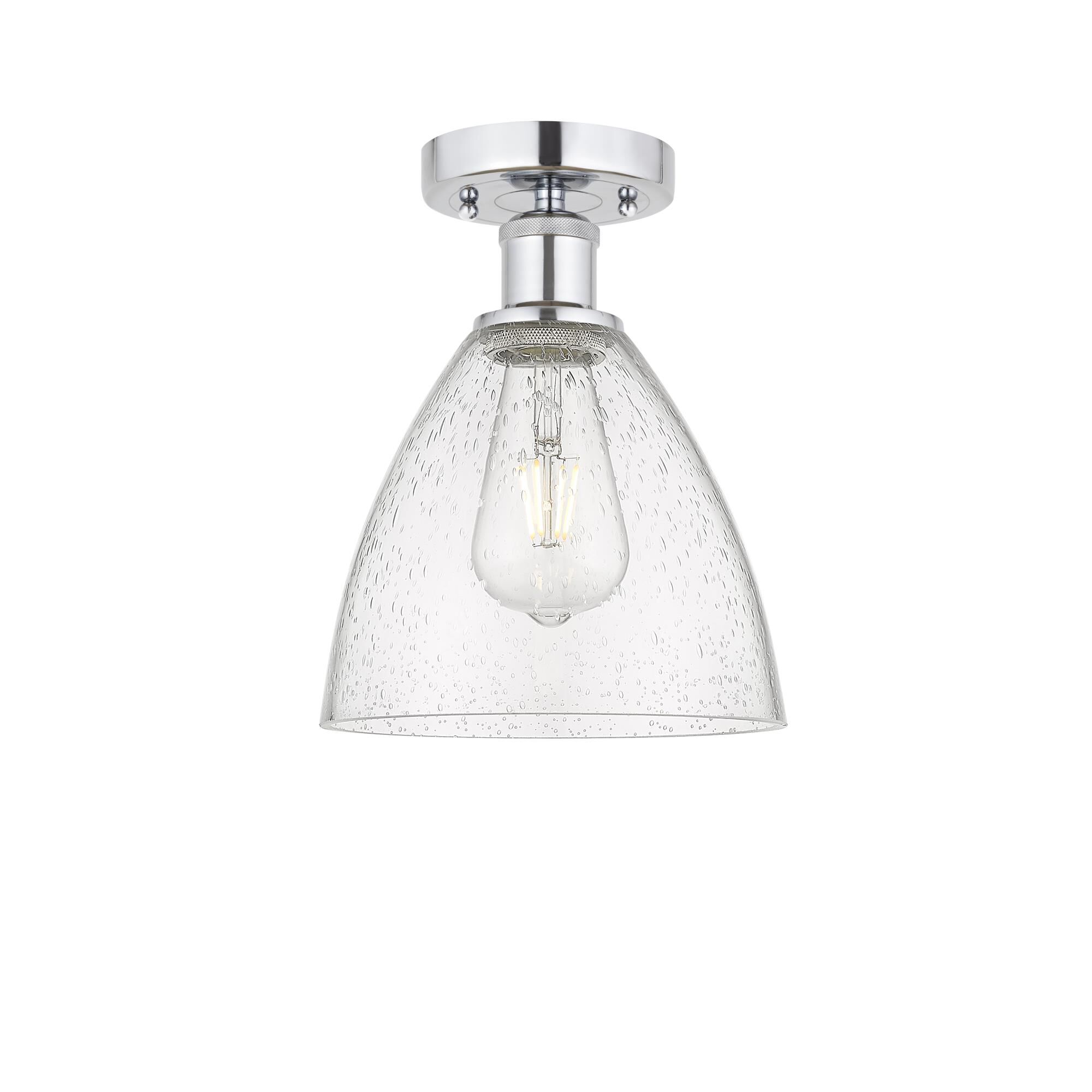 Shown in Polished Chrome finish and Seedy glass