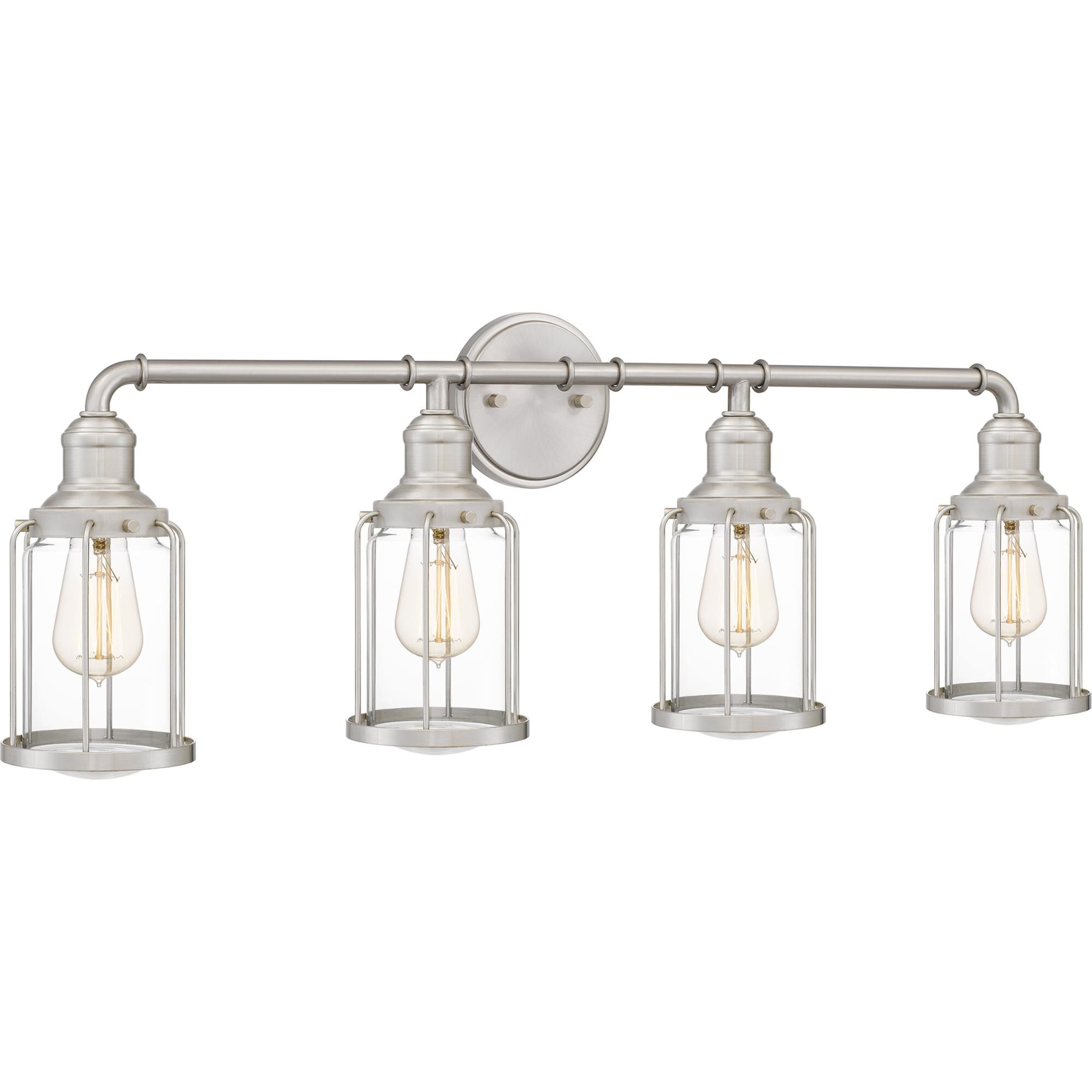 Shown in Brushed Nickel finish and Clear shade