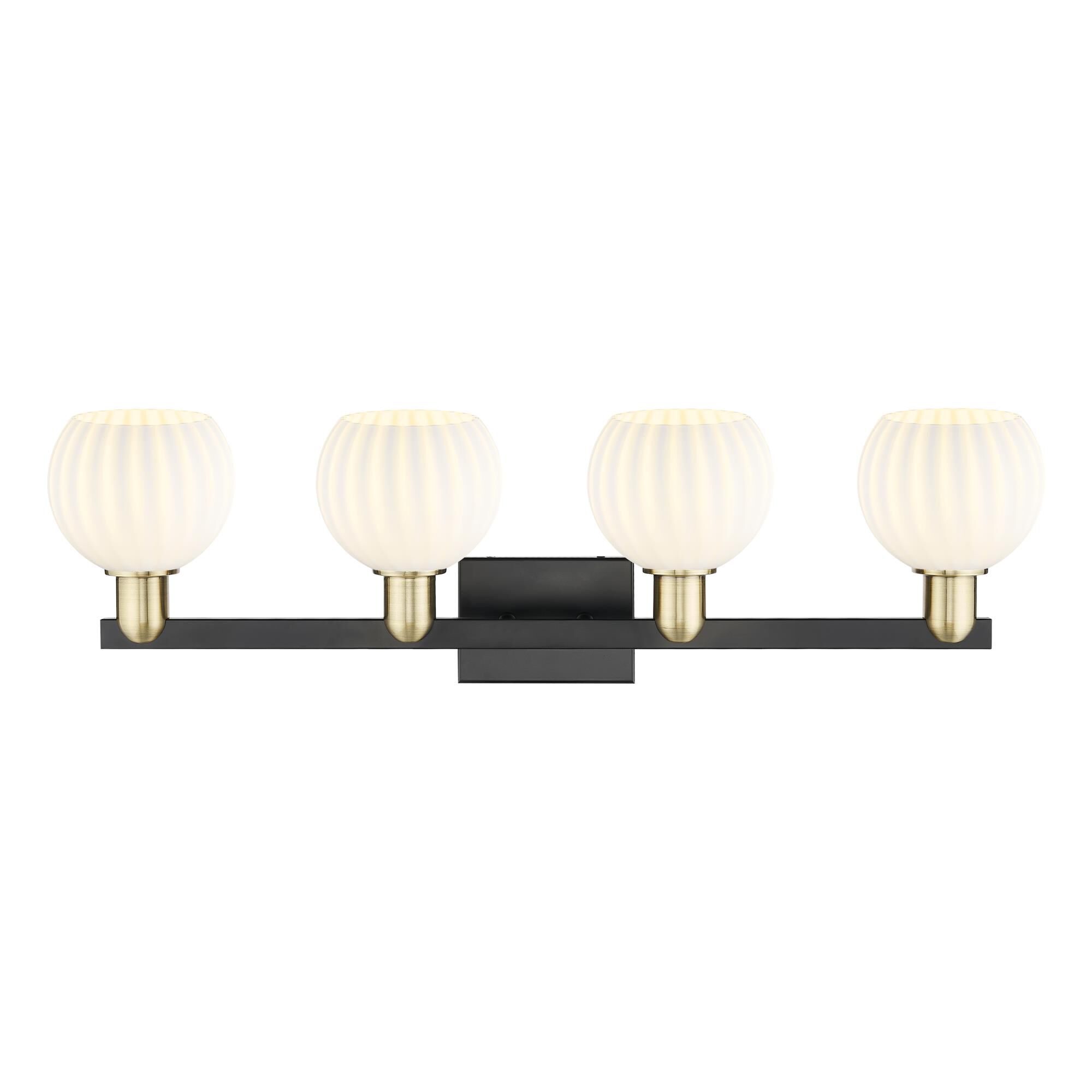 Shown in Black Antique Brass finish and White Venetian glass