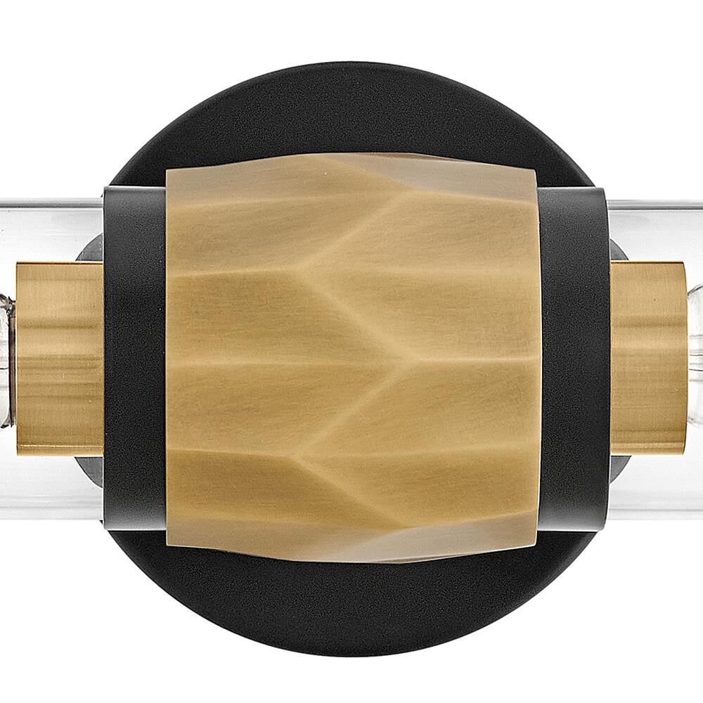 Shown in Black with Heritage Brass Accents finish and Clear glass