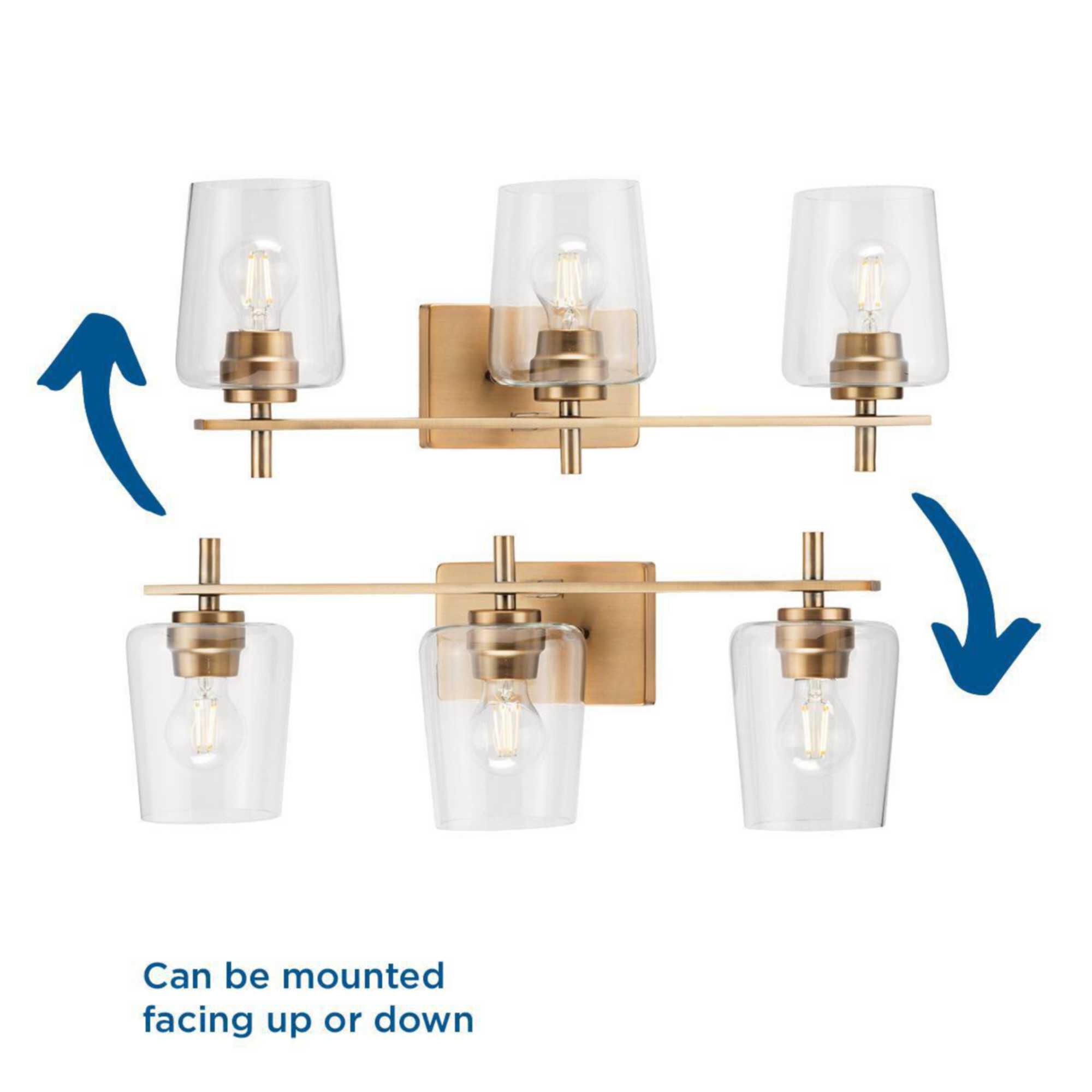 Shown in Vintage Brass finish and Clear glass