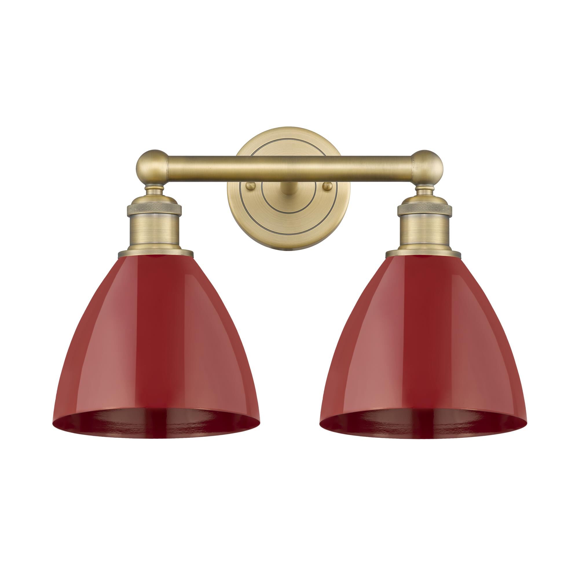 Shown in Brushed Brass finish and Red shade