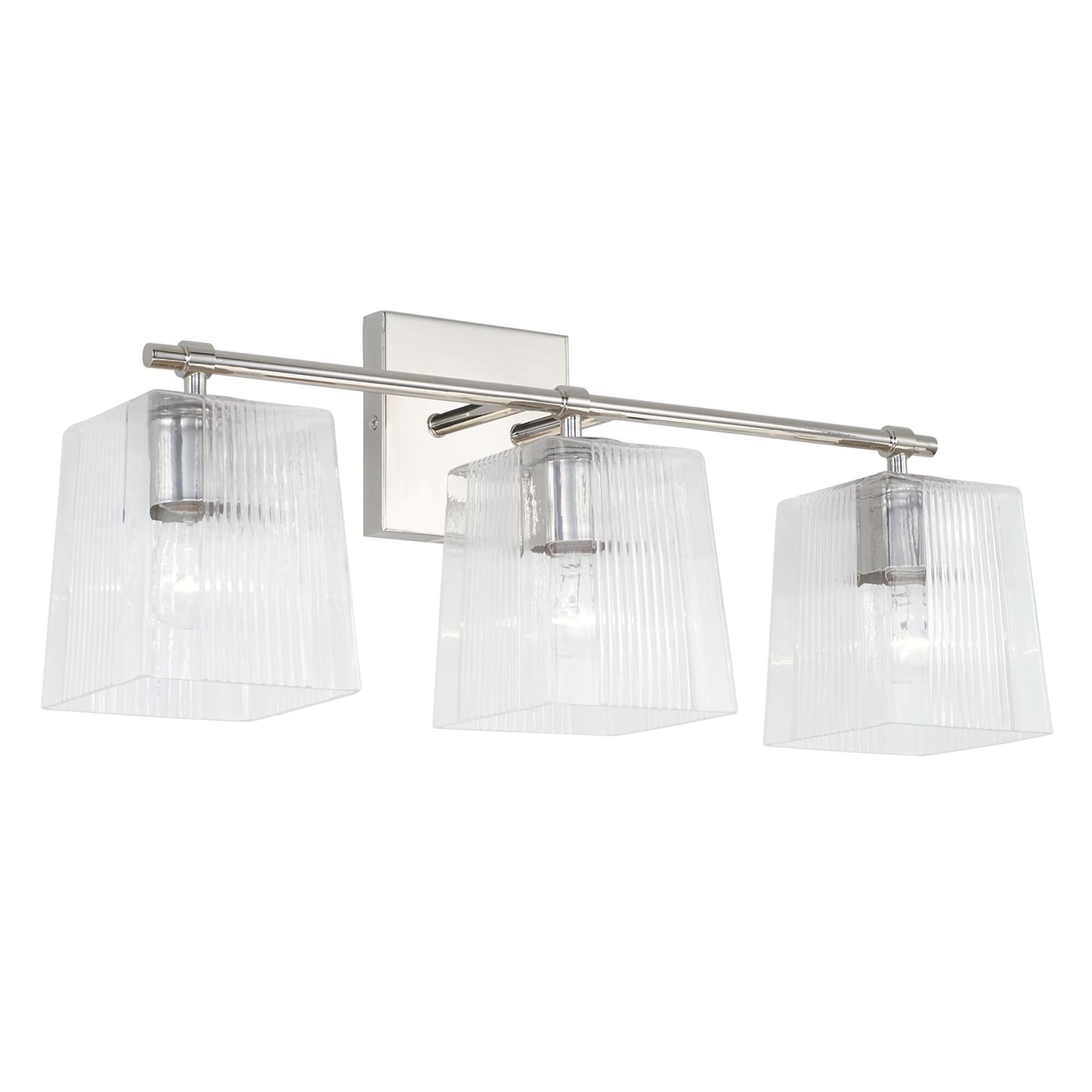 Shown in Polished Nickel finish and Clear Fluted glass