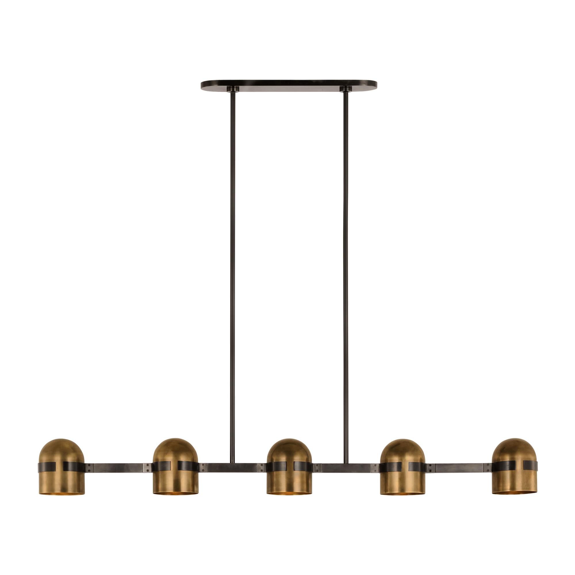 Shown in Blackened Bronze/Bright Worn Brass finish and Brass shade