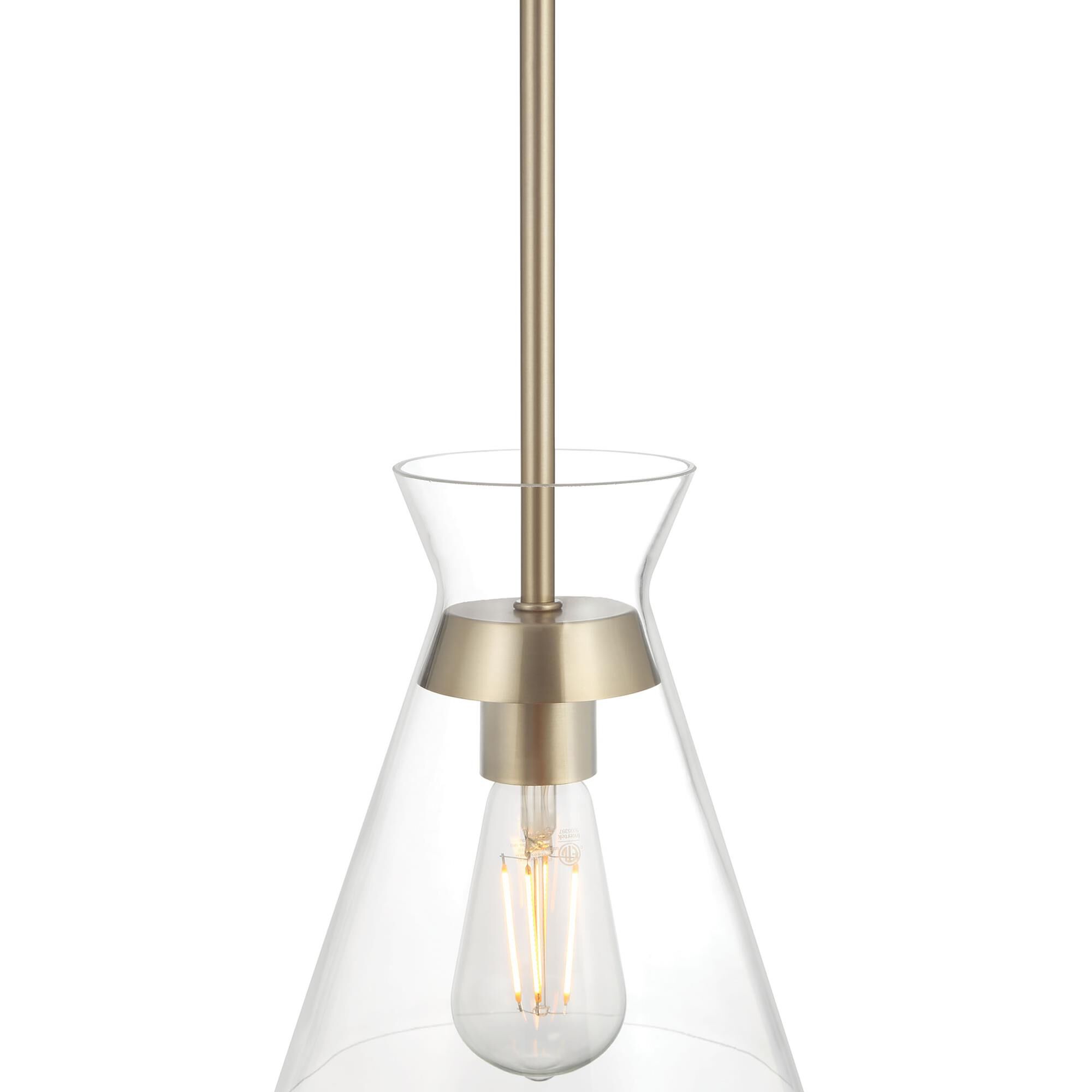 Shown in Modern Gold finish and Clear glass