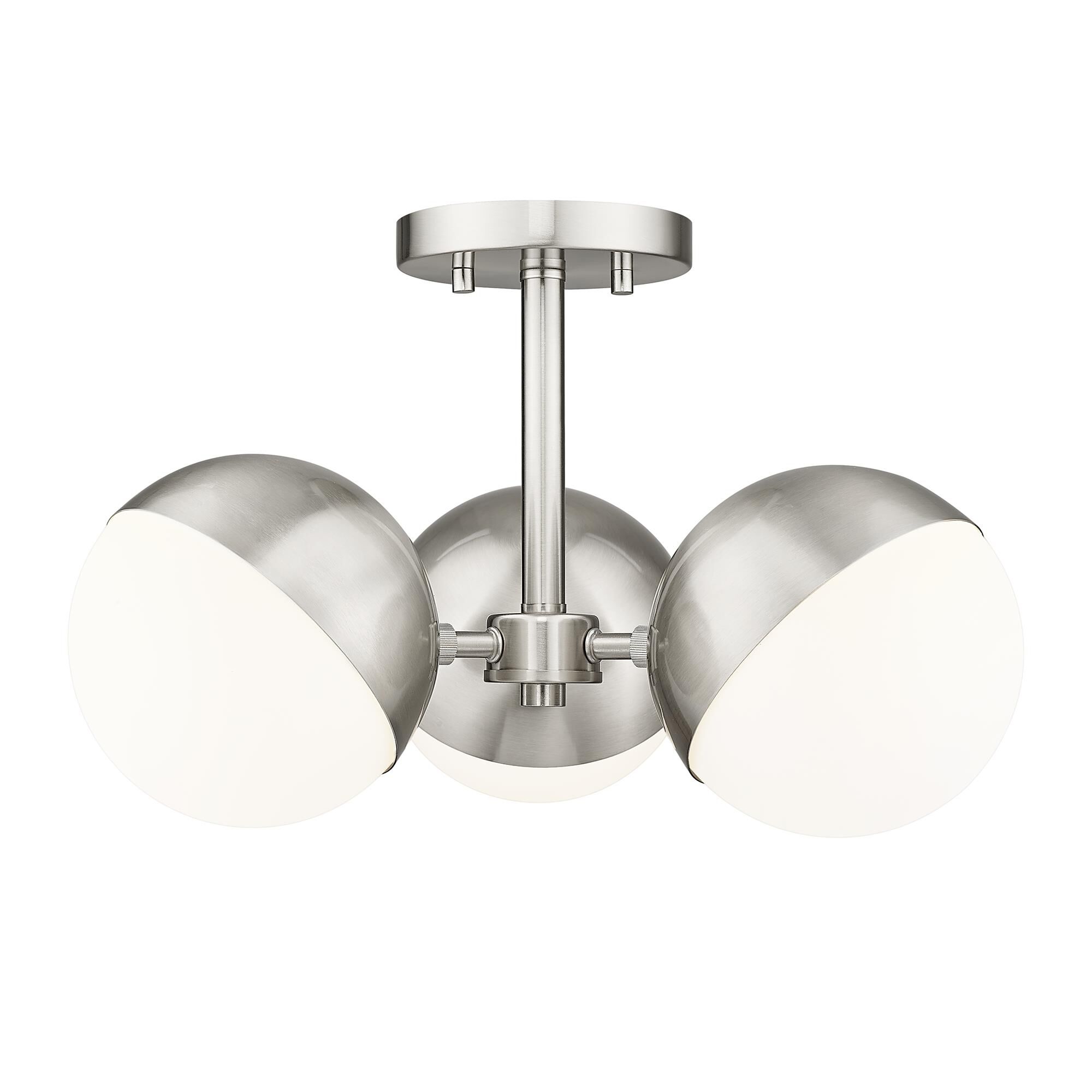 Shown in Brushed Nickel finish and Matte Opal glass and Matte Opal shade