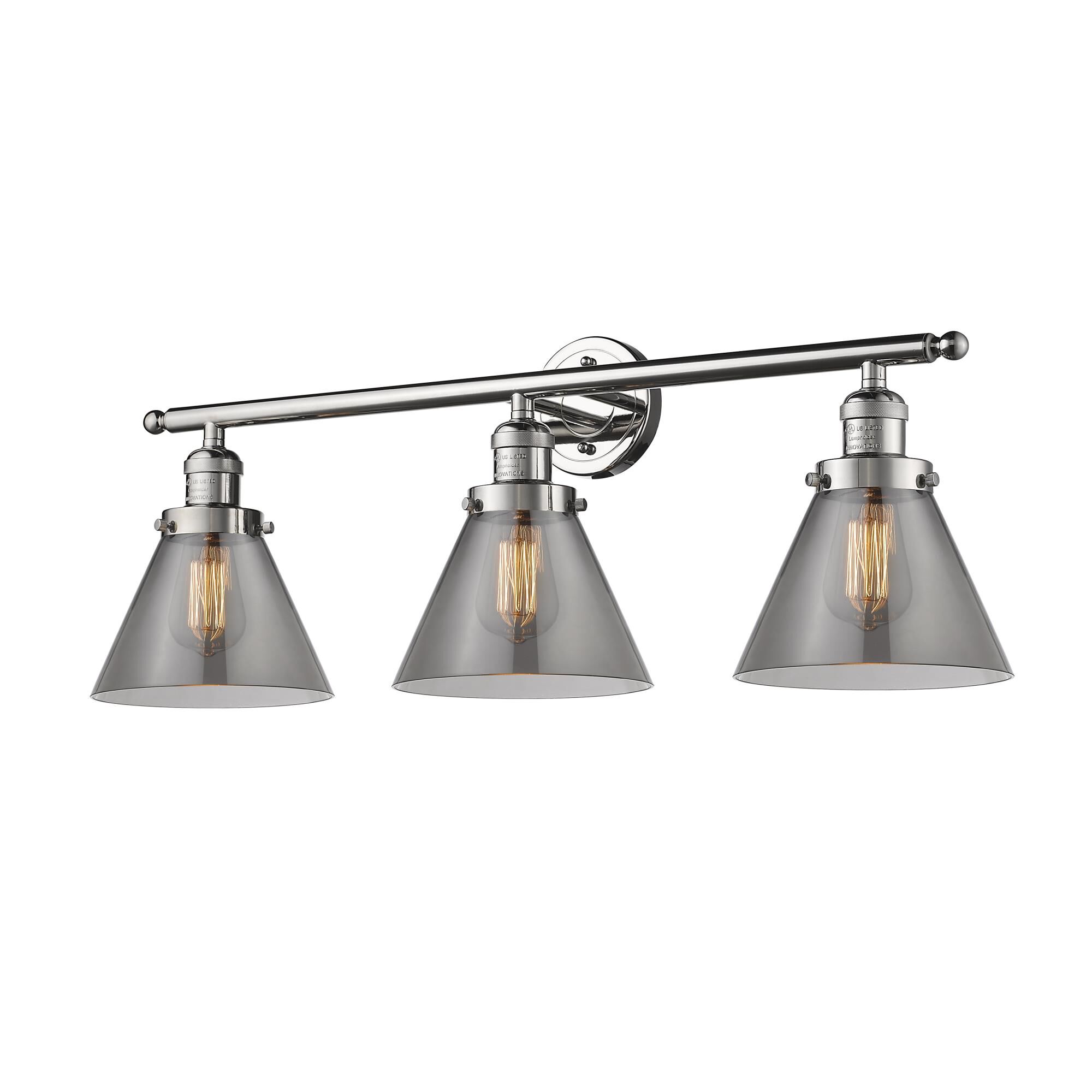 Bruno Marashlian Large Cone 32 Inch 3 Light Bath Vanity Light by Innovations Lighting