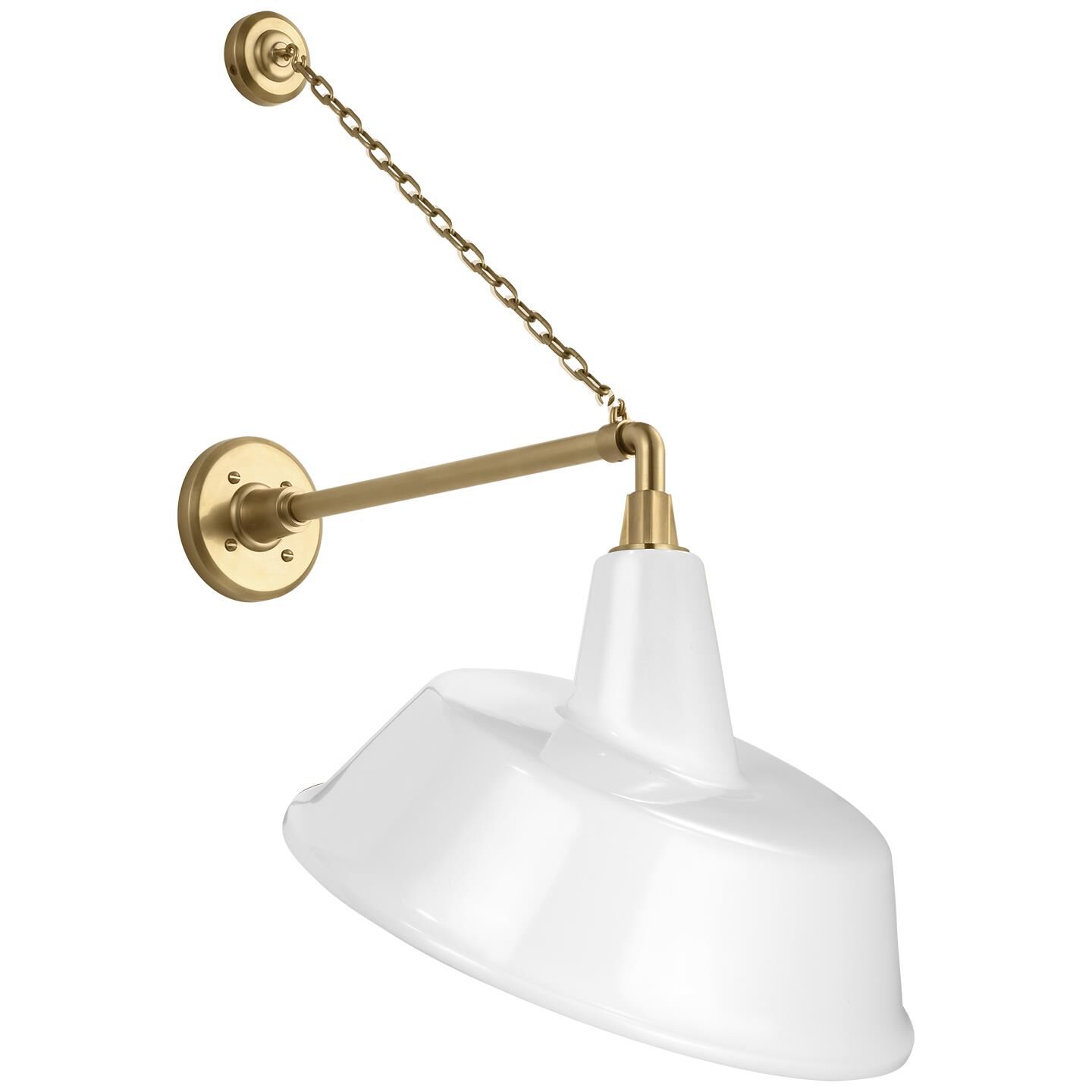 Shown in Hand-Rubbed Antique Brass finish and White Tilted Bowers shade