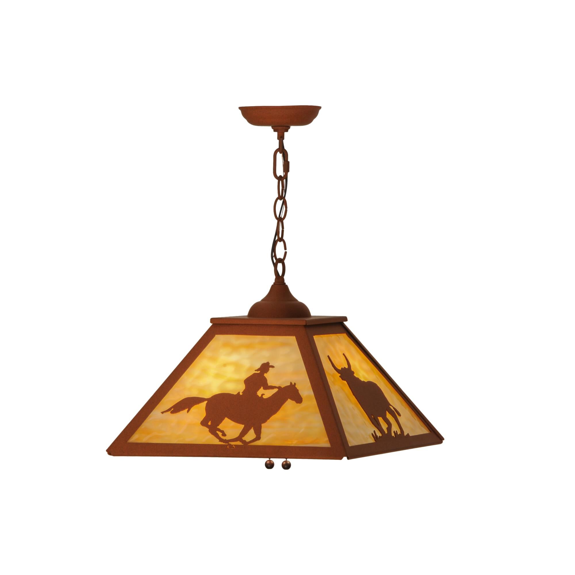 Cowboy And Steer 22 Inch Large Pendant by Meyda Lighting