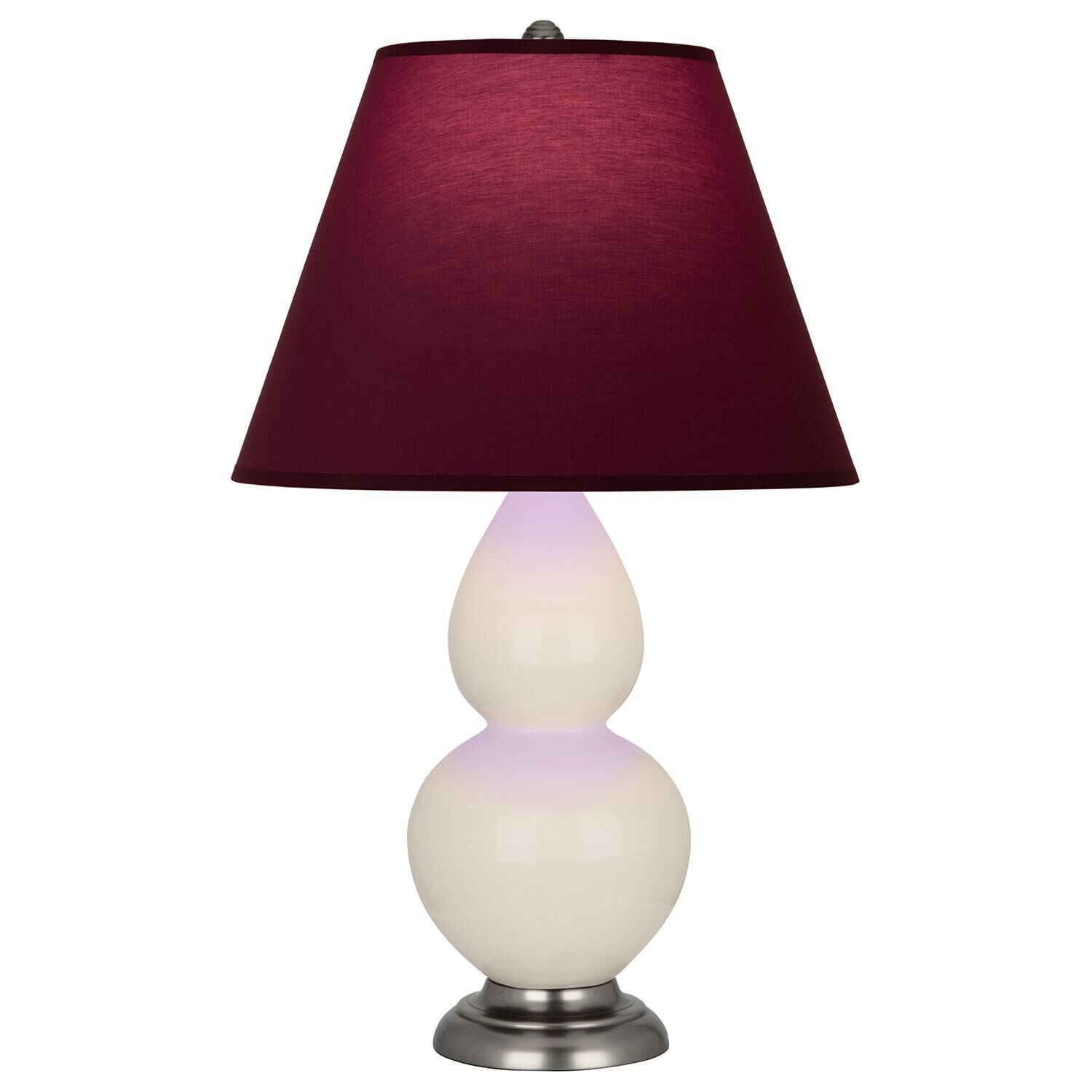 Shown in Bone finish and Plum and Lavender shade and Antique Silver accent