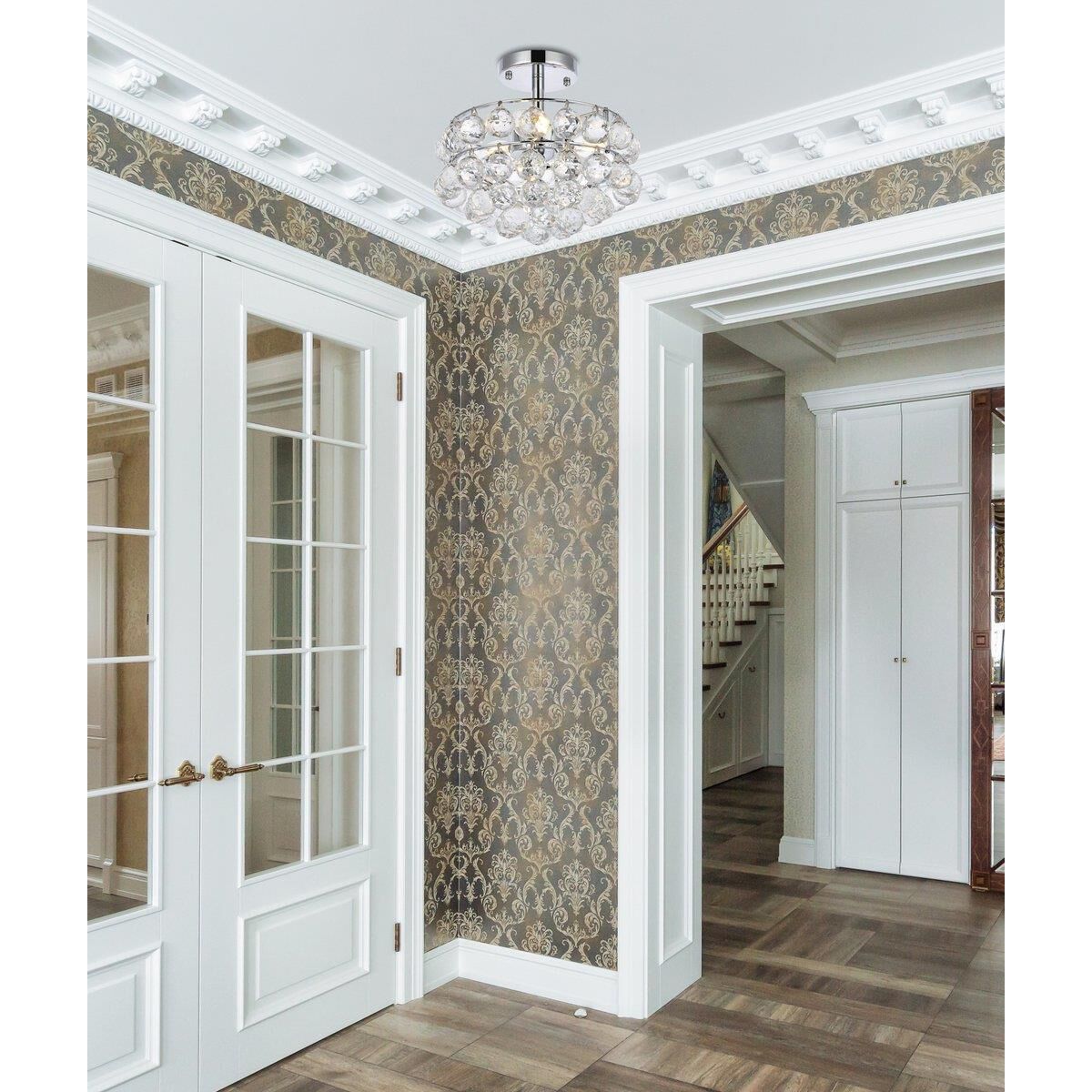 Savannah 12 Inch 3 Light Semi Flush Mount by Elegant Lighting