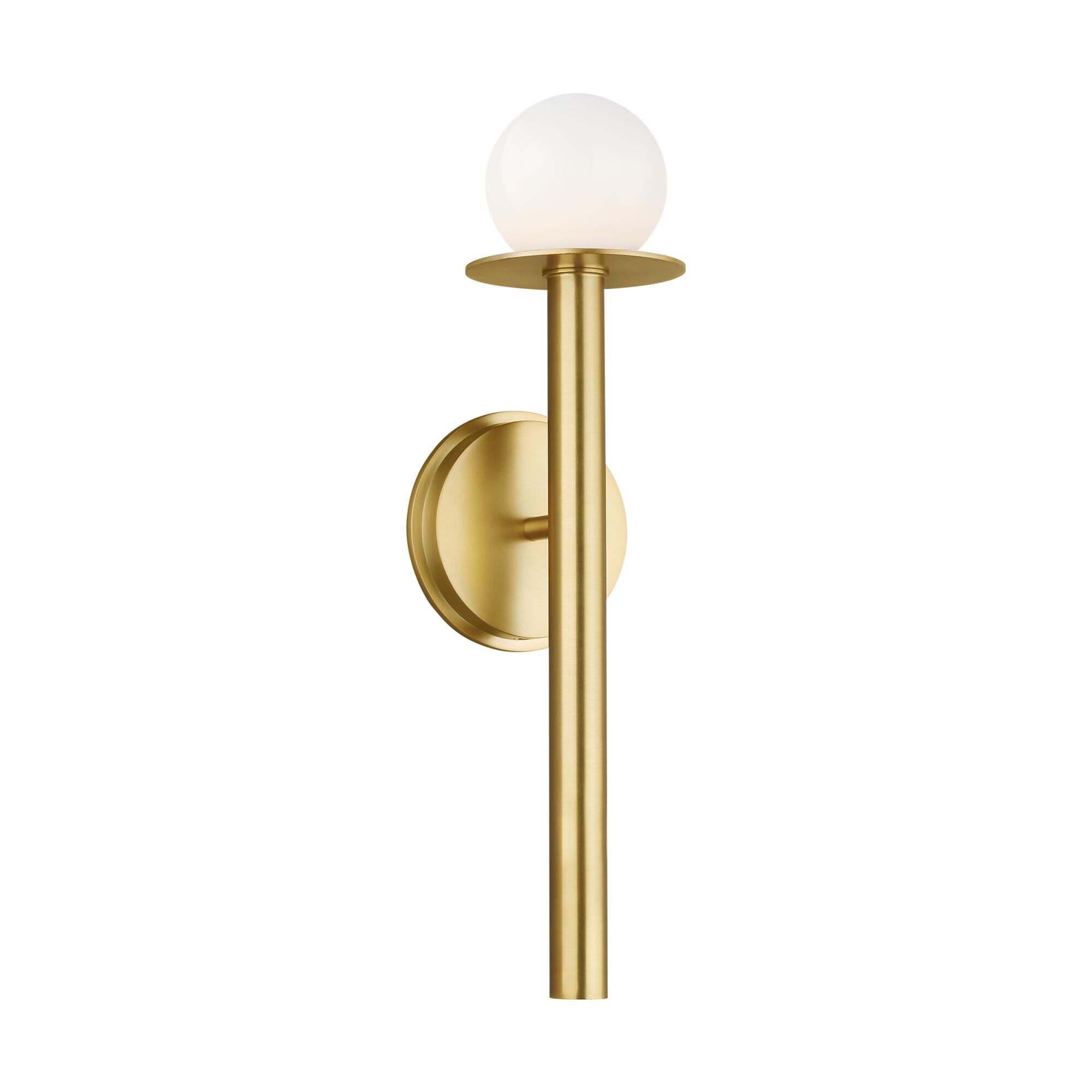 Shown in Burnished Brass finish and Milk Whitesteel glass