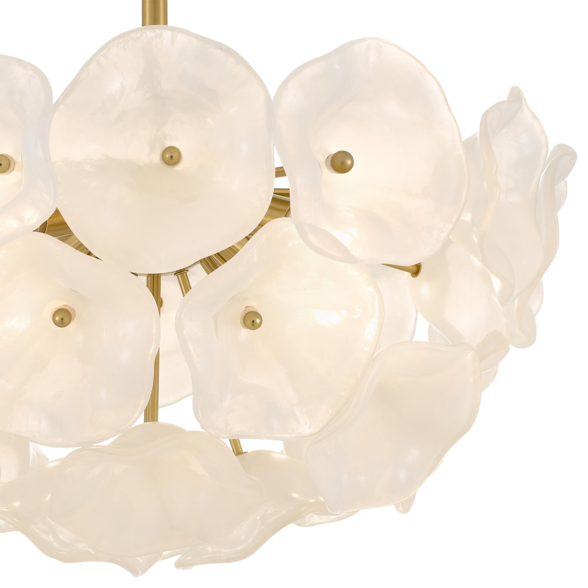 Shown in Brushed Gold finish and White Glass shade