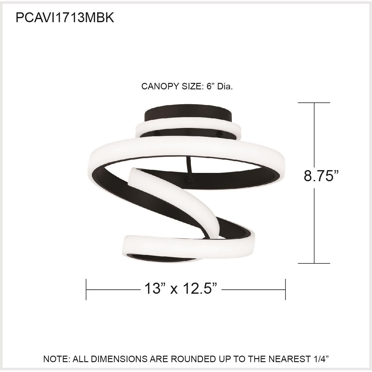 Aviva 13 Inch 1 Light LED Semi Flush Mount by Quoizel