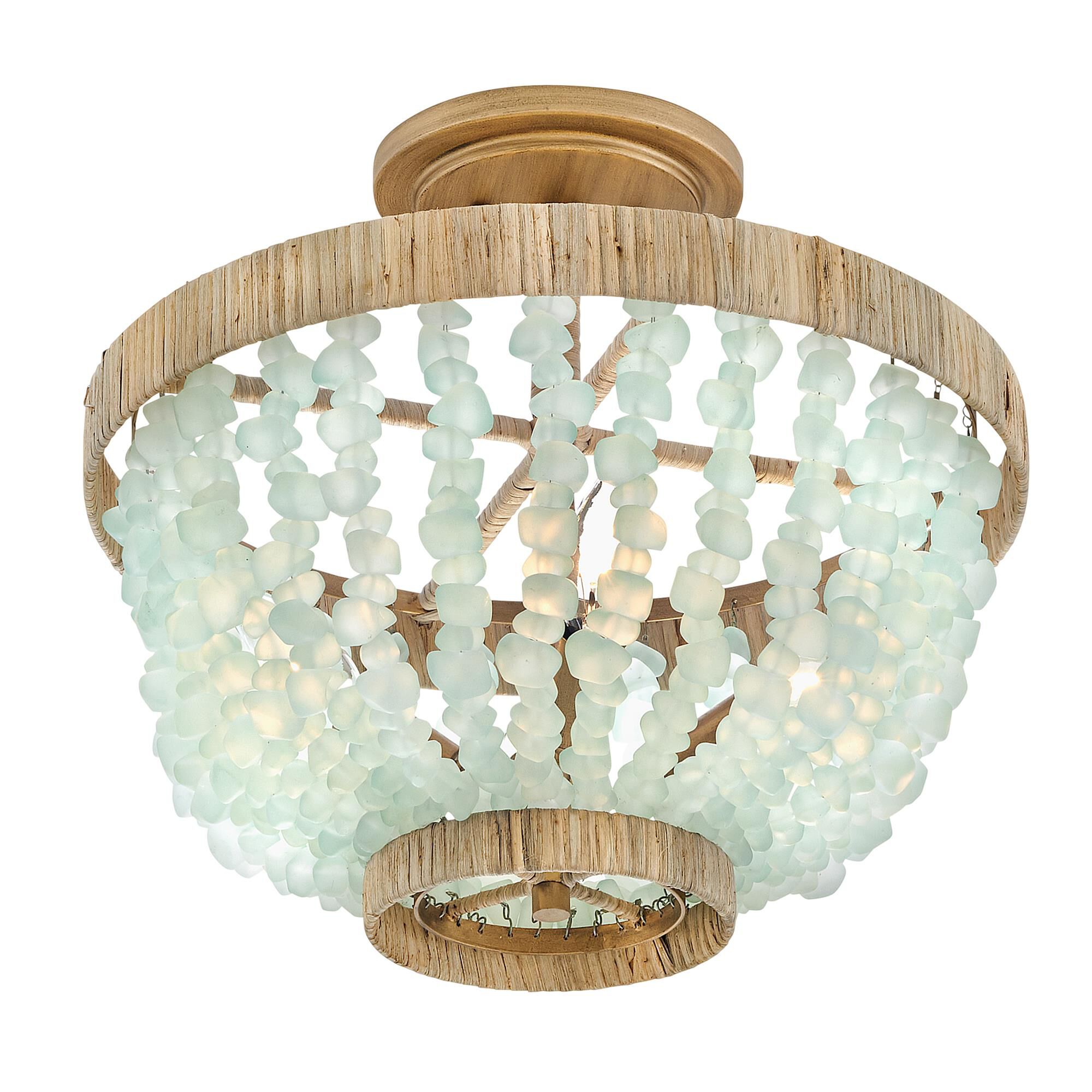 Shown in Burnished Gold finish and Blue Sea glass