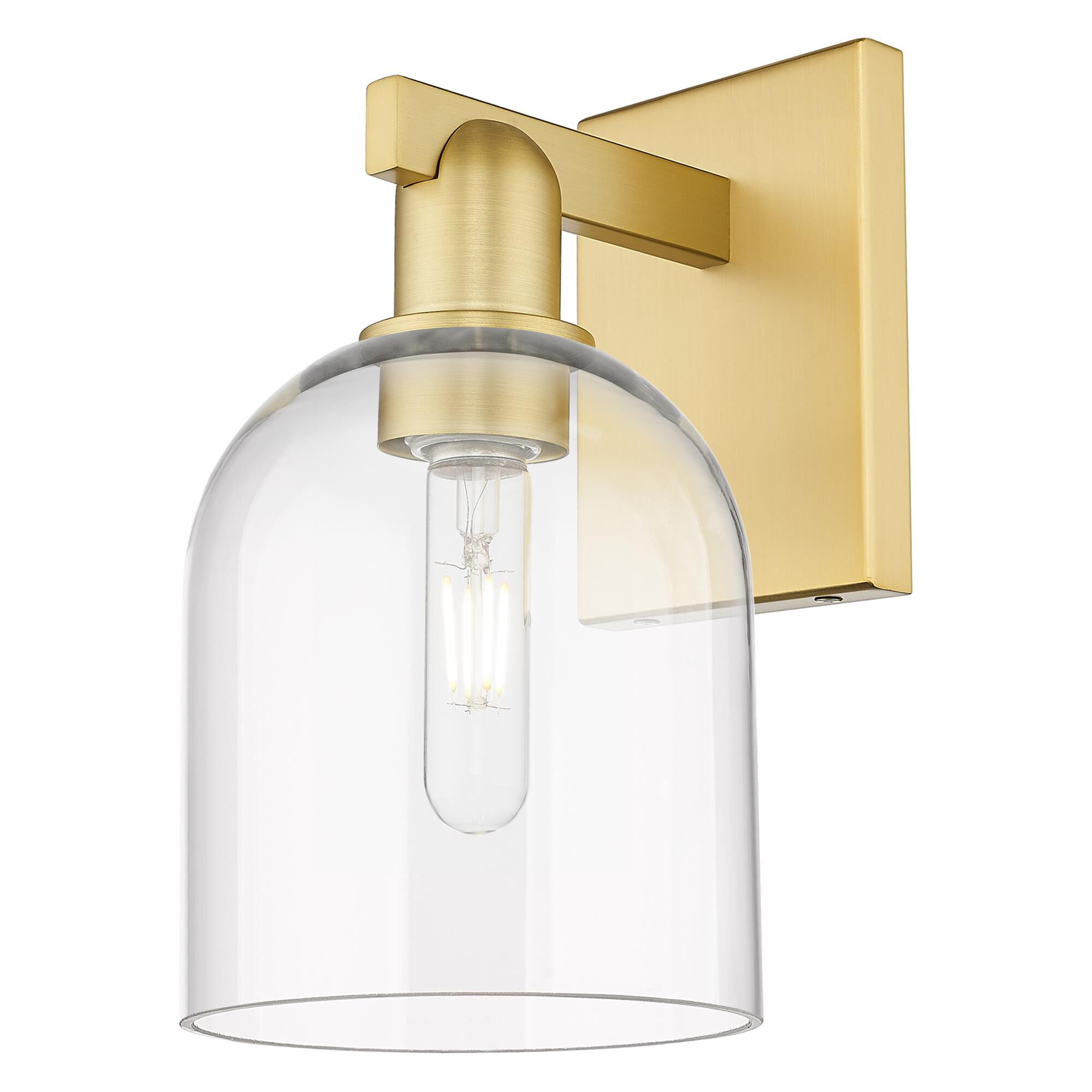 Shown in Satin Gold finish and Clear glass