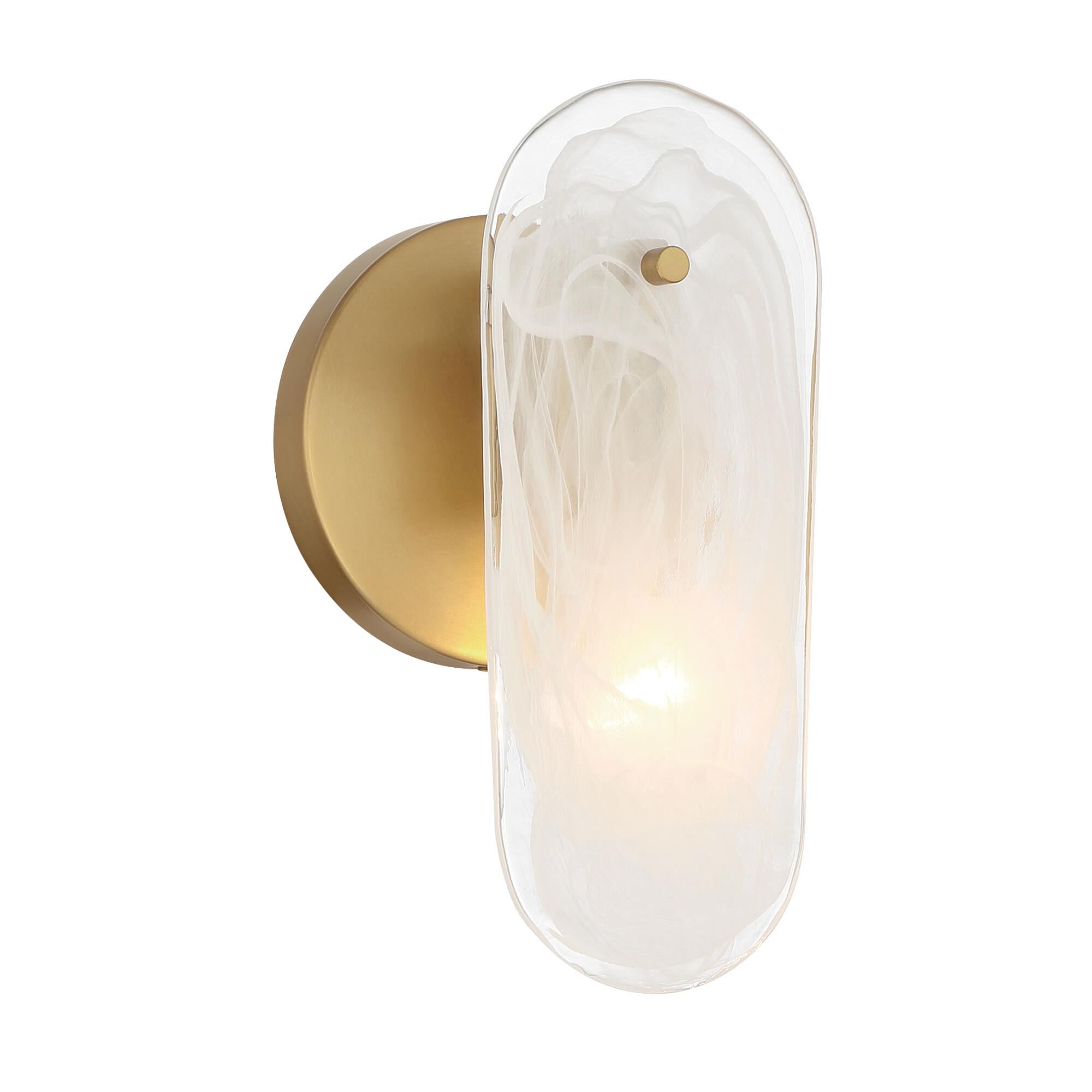 Shown in Legacy Brass finish and Clear glass and Alabster Glass shade