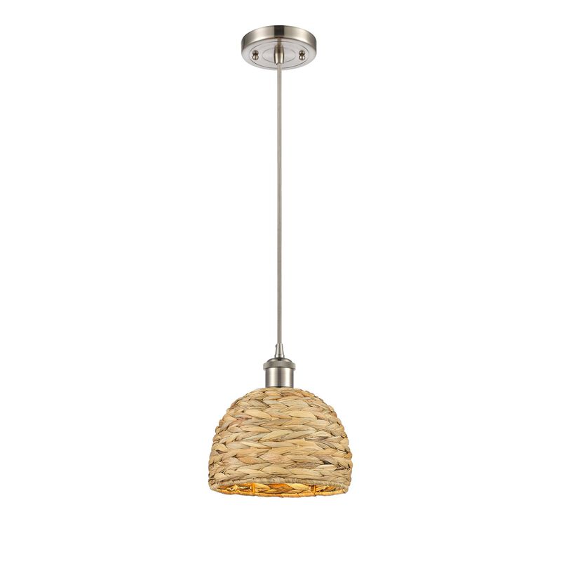 Bruno Marashlian Woven Rattan 8 Inch Mini Pendant by Innovations Lighting