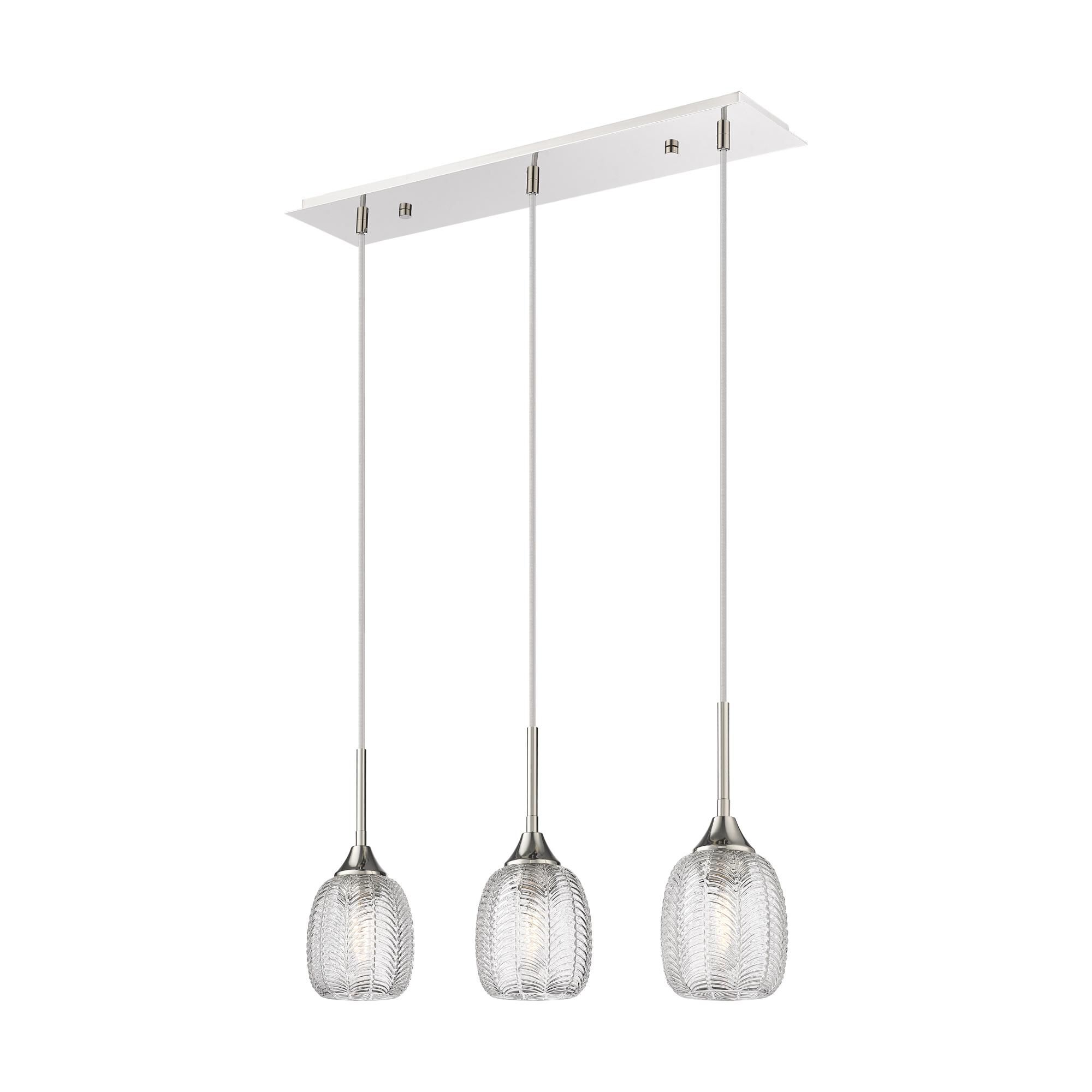 Shown in Polished Nickel finish and Clear shade