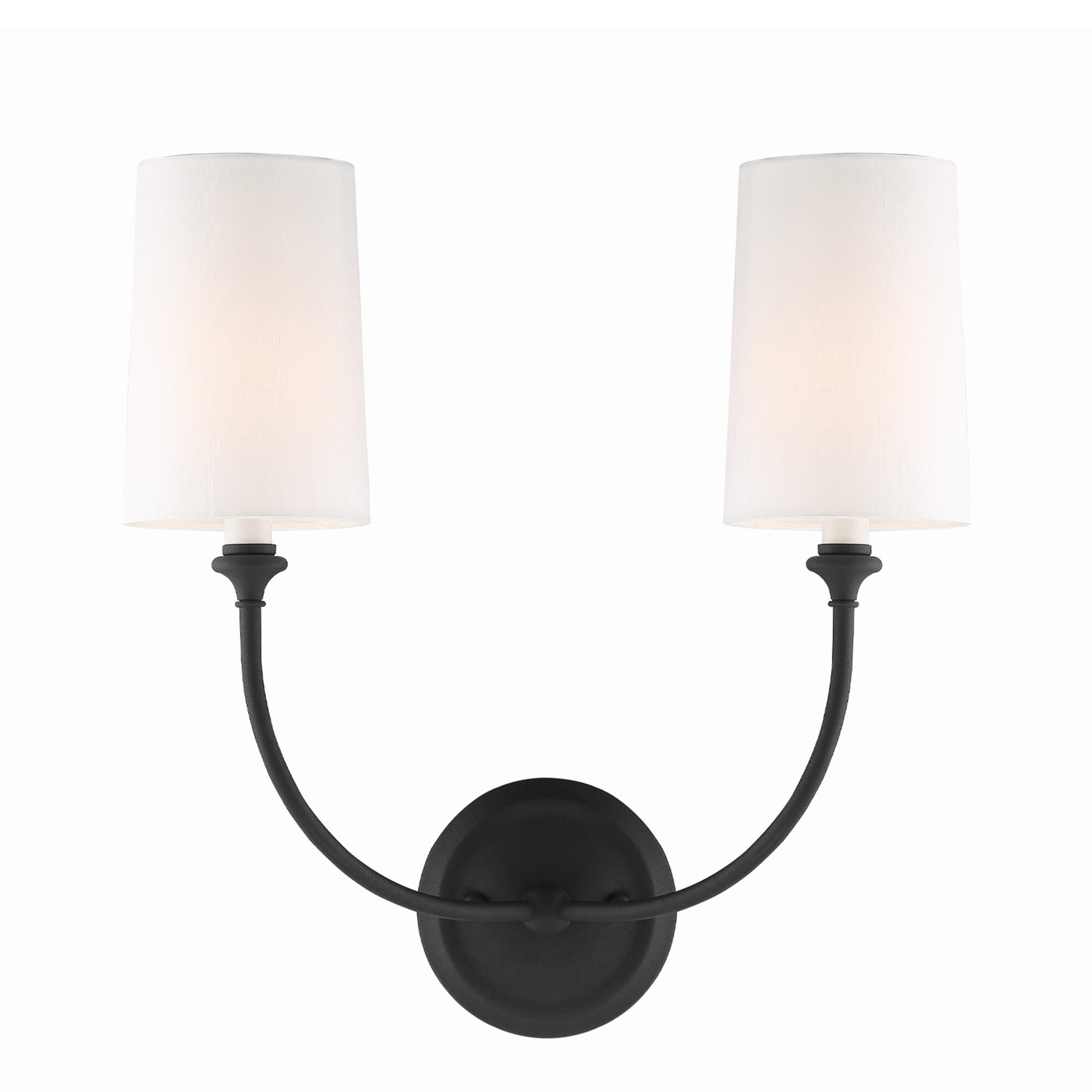 Shown in Black Forged finish and Silk glass and Silk shade