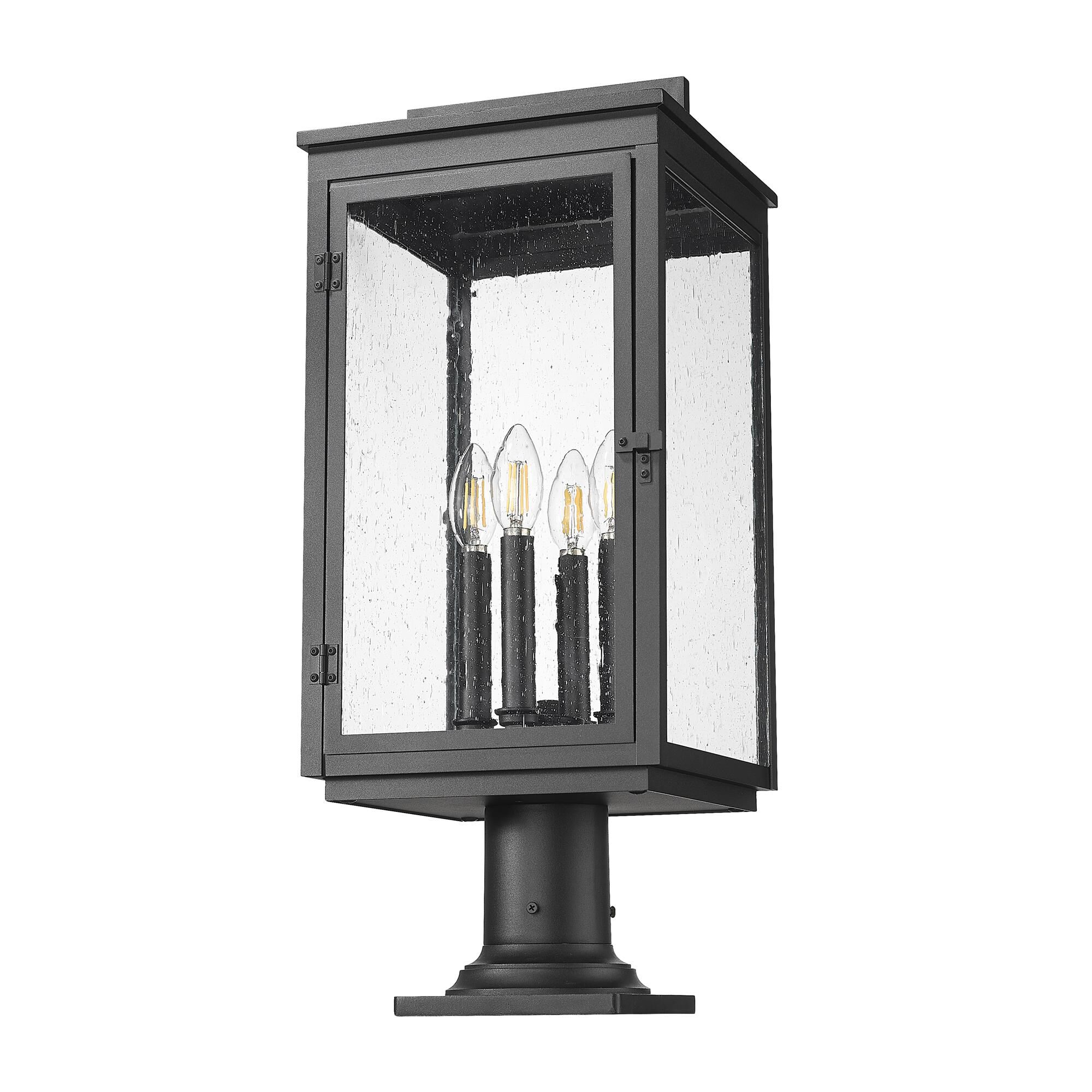 Shown in Sand Black finish and Clear Seedy glass and Clear Seedy shade