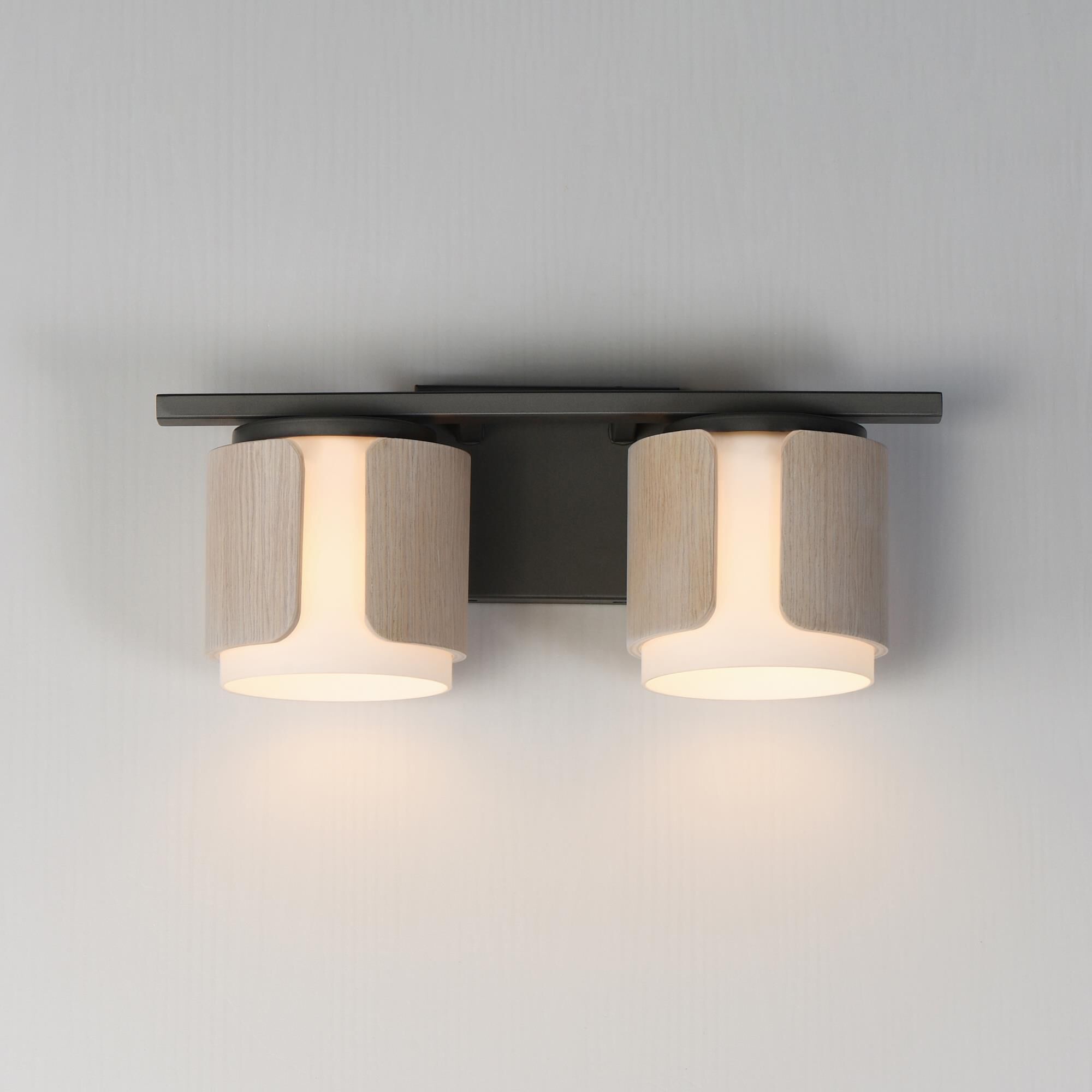 Shown in Natural Wood and Charcoal finish and Satin White glass