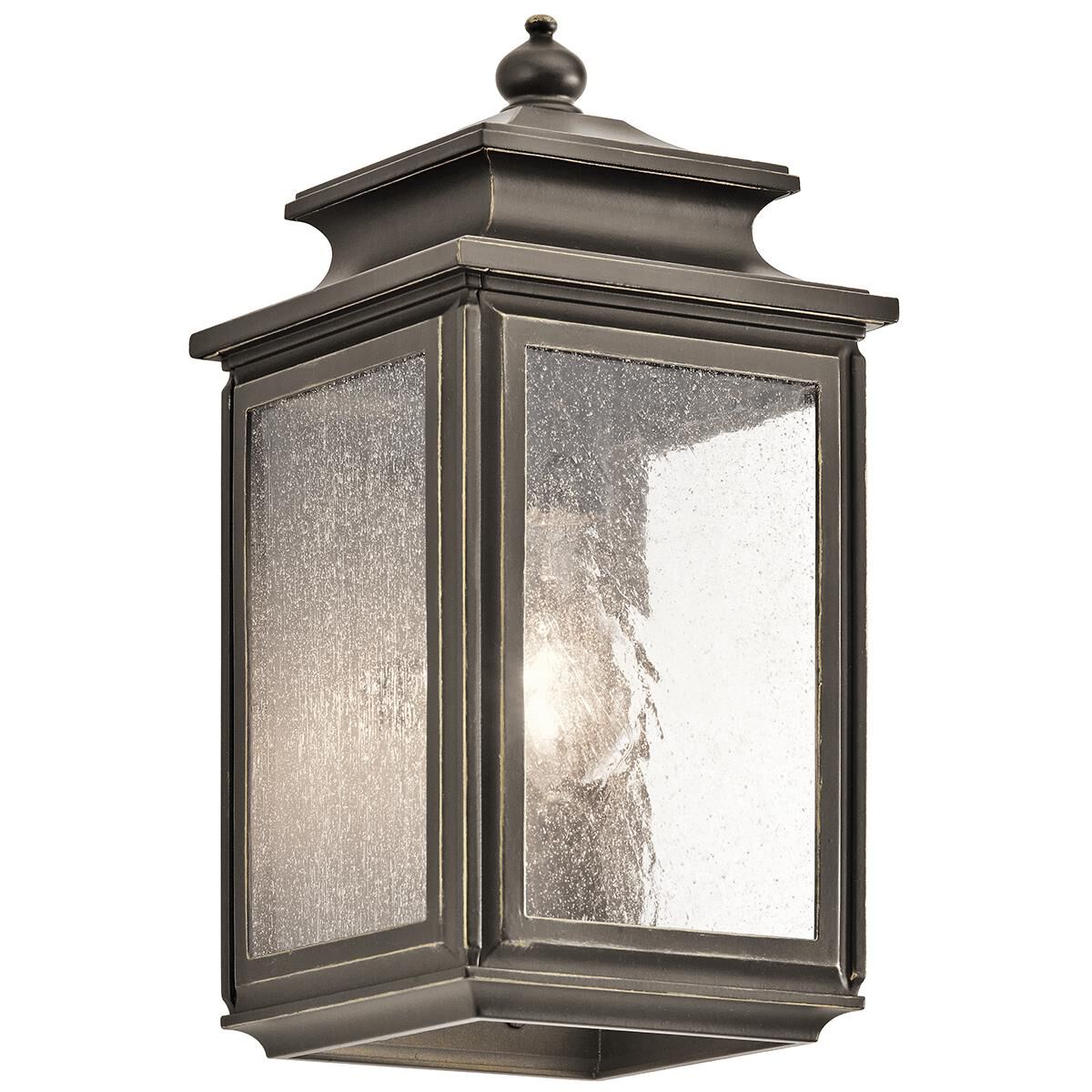 Shown in Olde Bronze finish and Clear Seeded glass