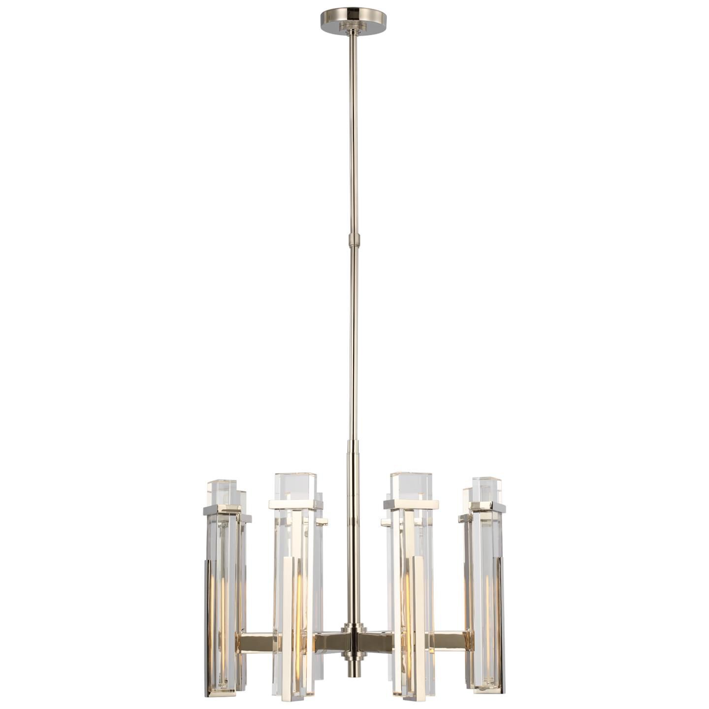 Shown in Polished Nickel finish and Crystal shade