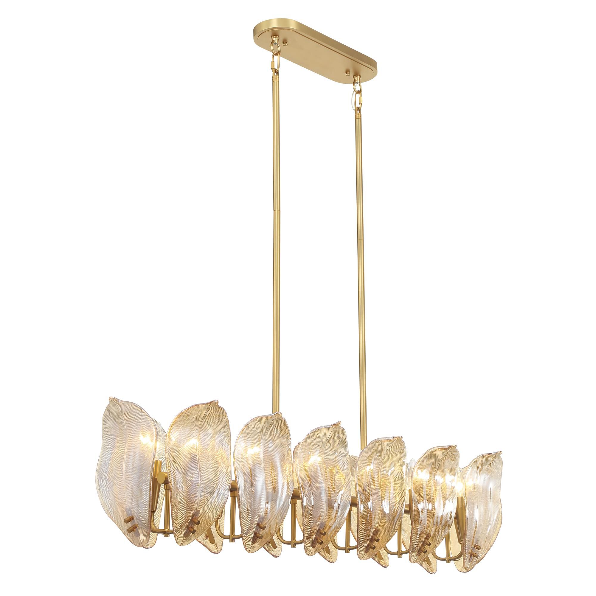 Shown in Legacy Brass finish and Amber Handmade glass