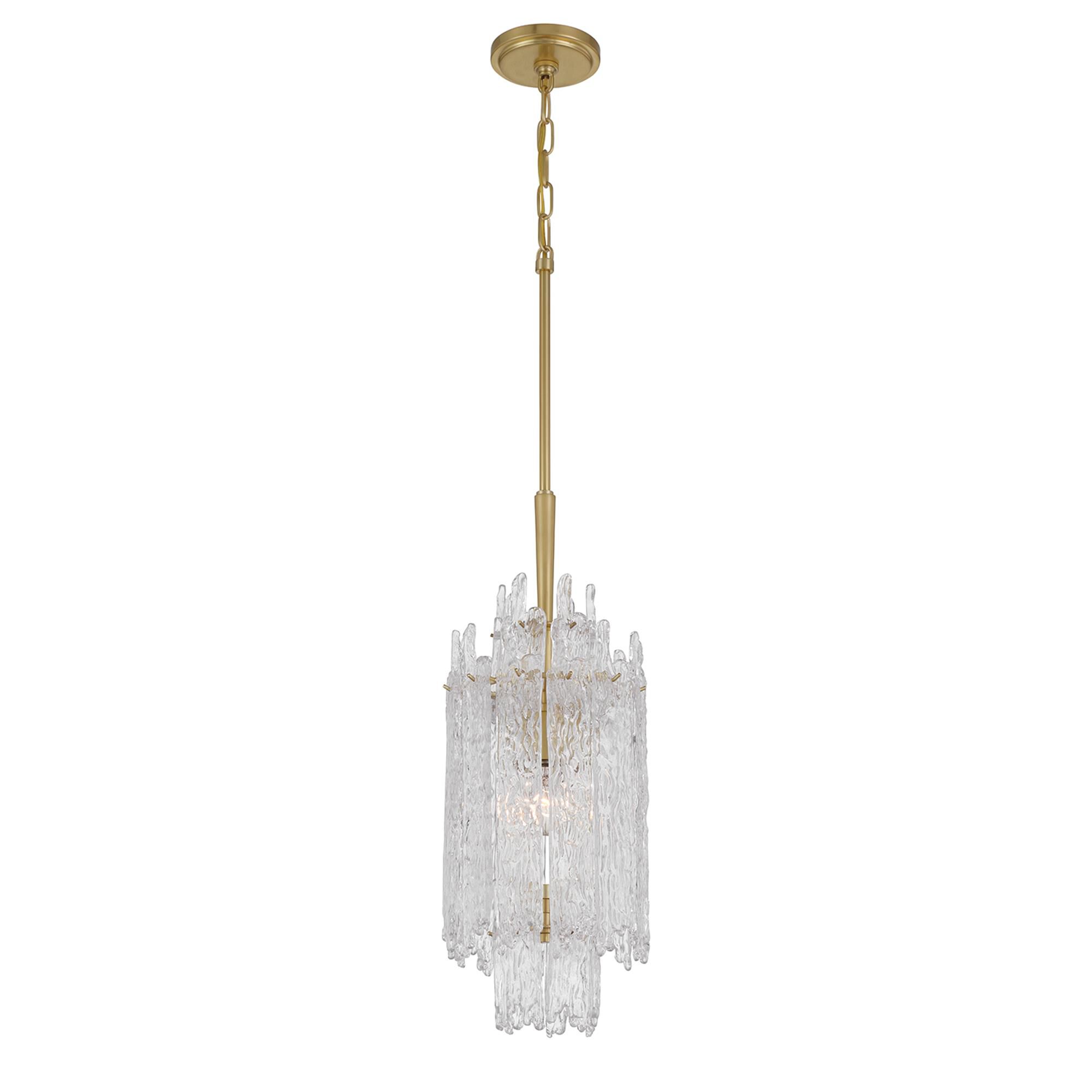 Shown in Aged Brass finish and Clear glass