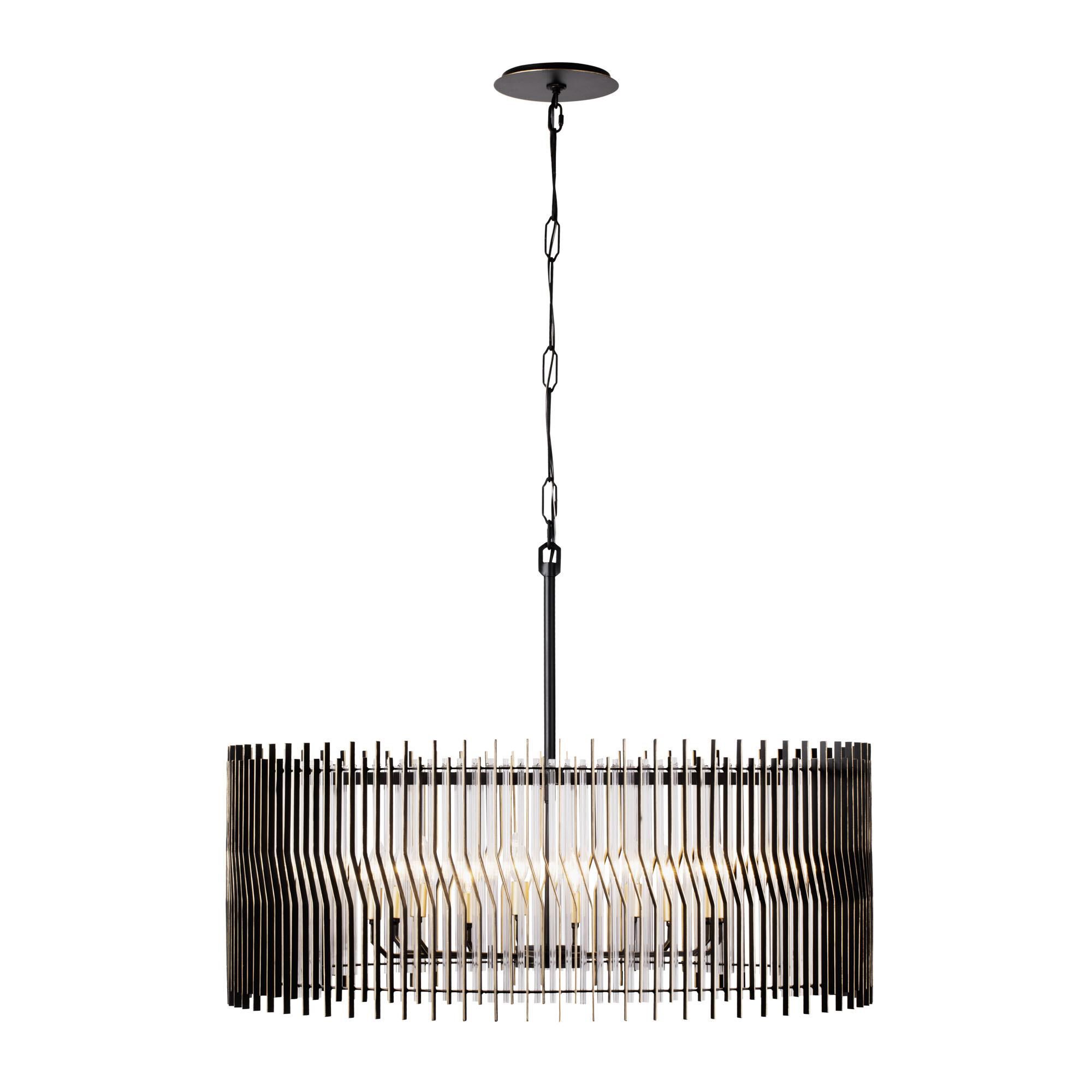 Shown in Matte Black/French Gold finish and Modern Clear Fluted shade