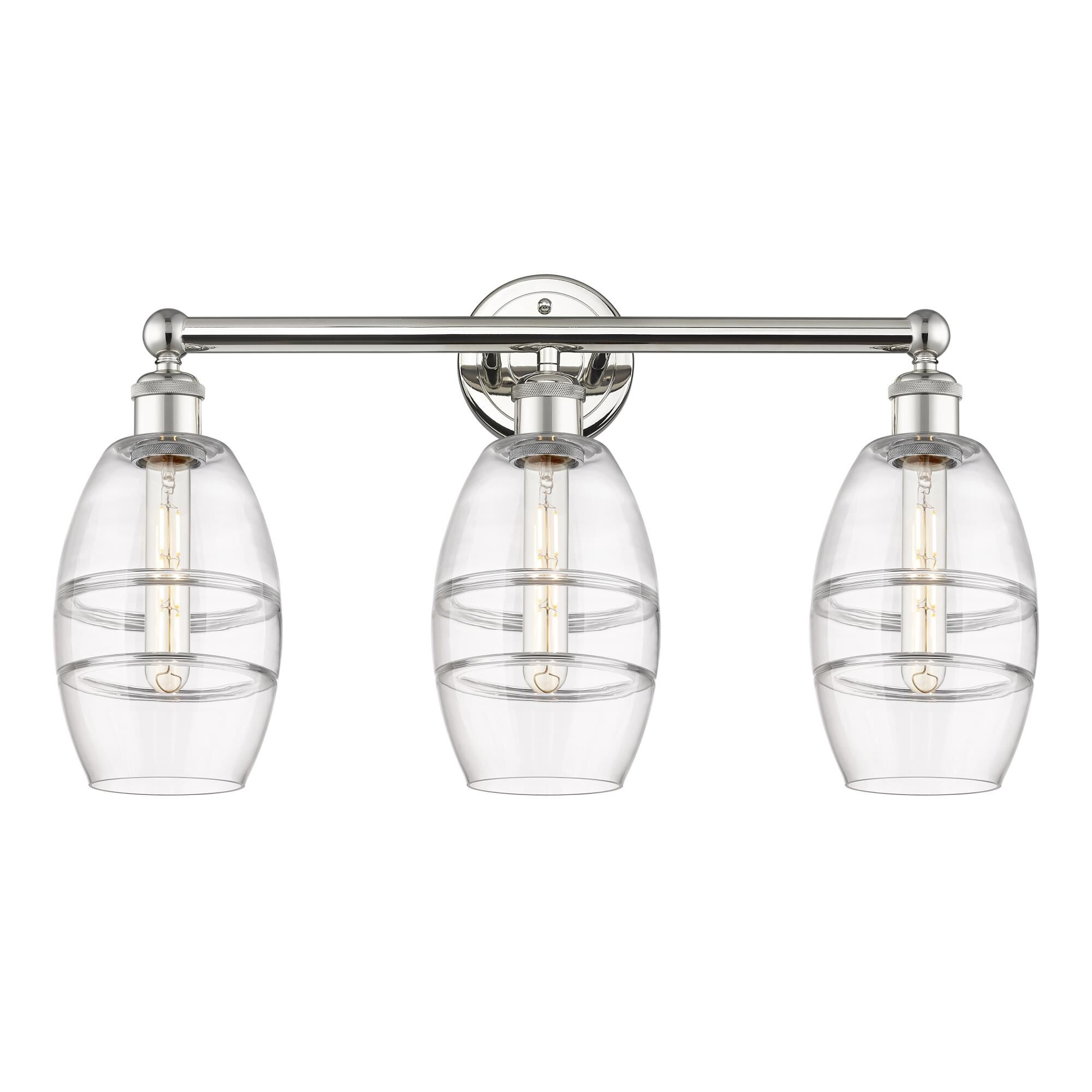 Shown in Polished Nickel finish and Clear glass