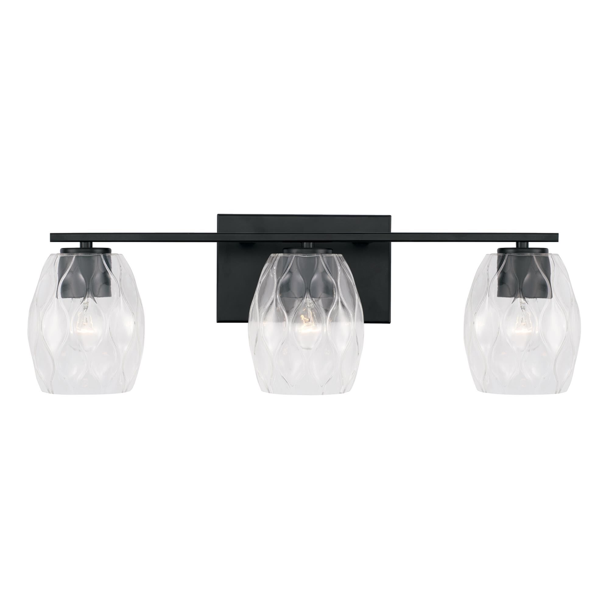 Shown in Matte Black finish and Wavy Embossed glass