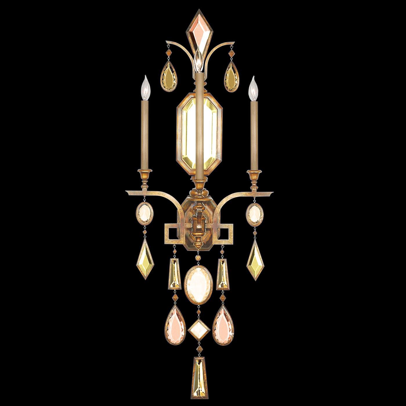 Shown in Gold finish and True crystal and False glass