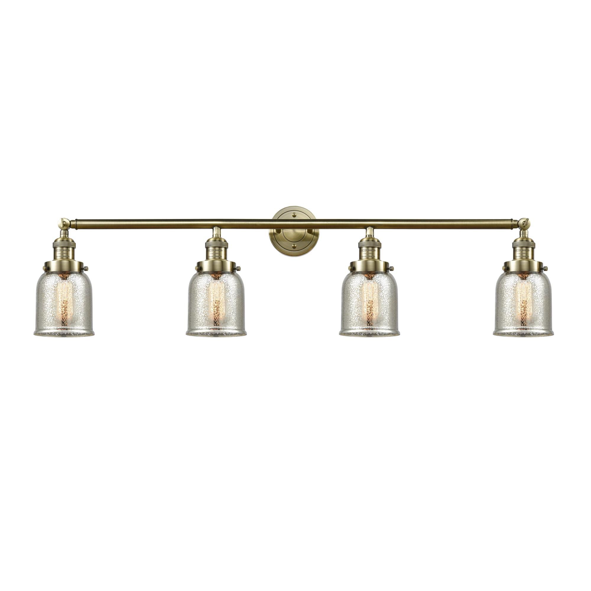 Shown in Antique Brass finish and Silver Plated Mercury Small Bell glass