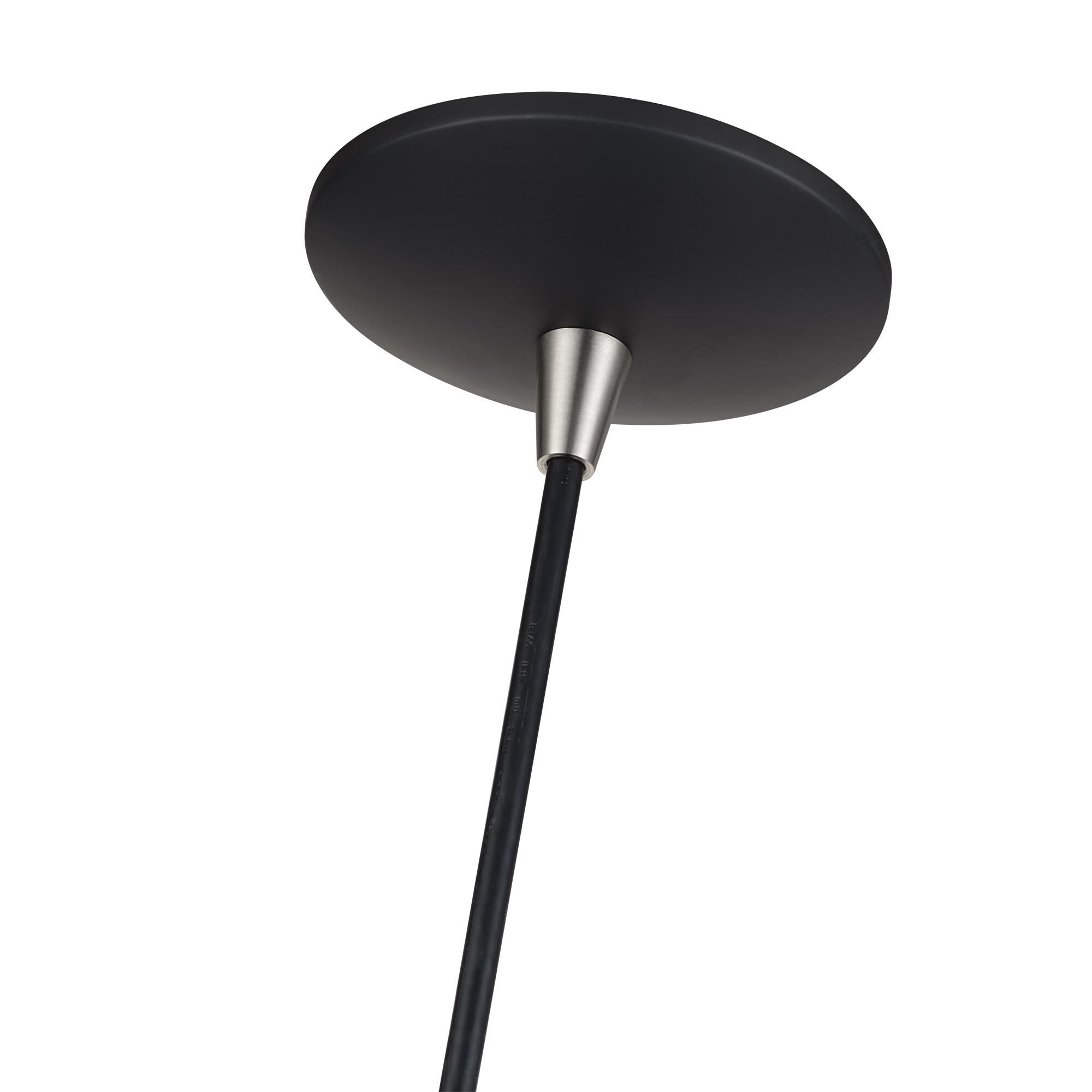 Shown in Black with Brushed Nickel Accents finish and Black Steel with Shiny White Inside shade