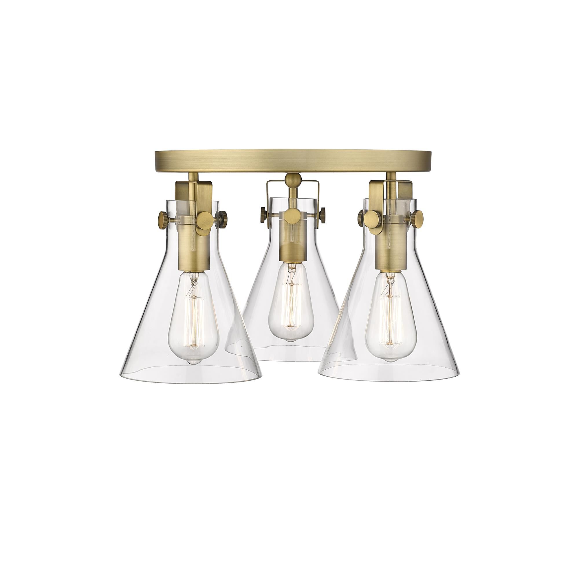 Shown in Brushed Brass finish and Clear glass