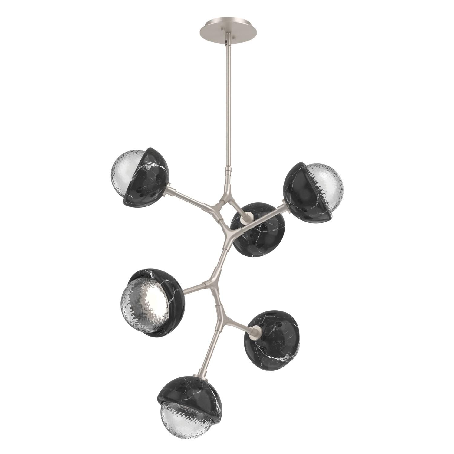 Shown in Beige Silver finish and Clear glass and Black Marble accent