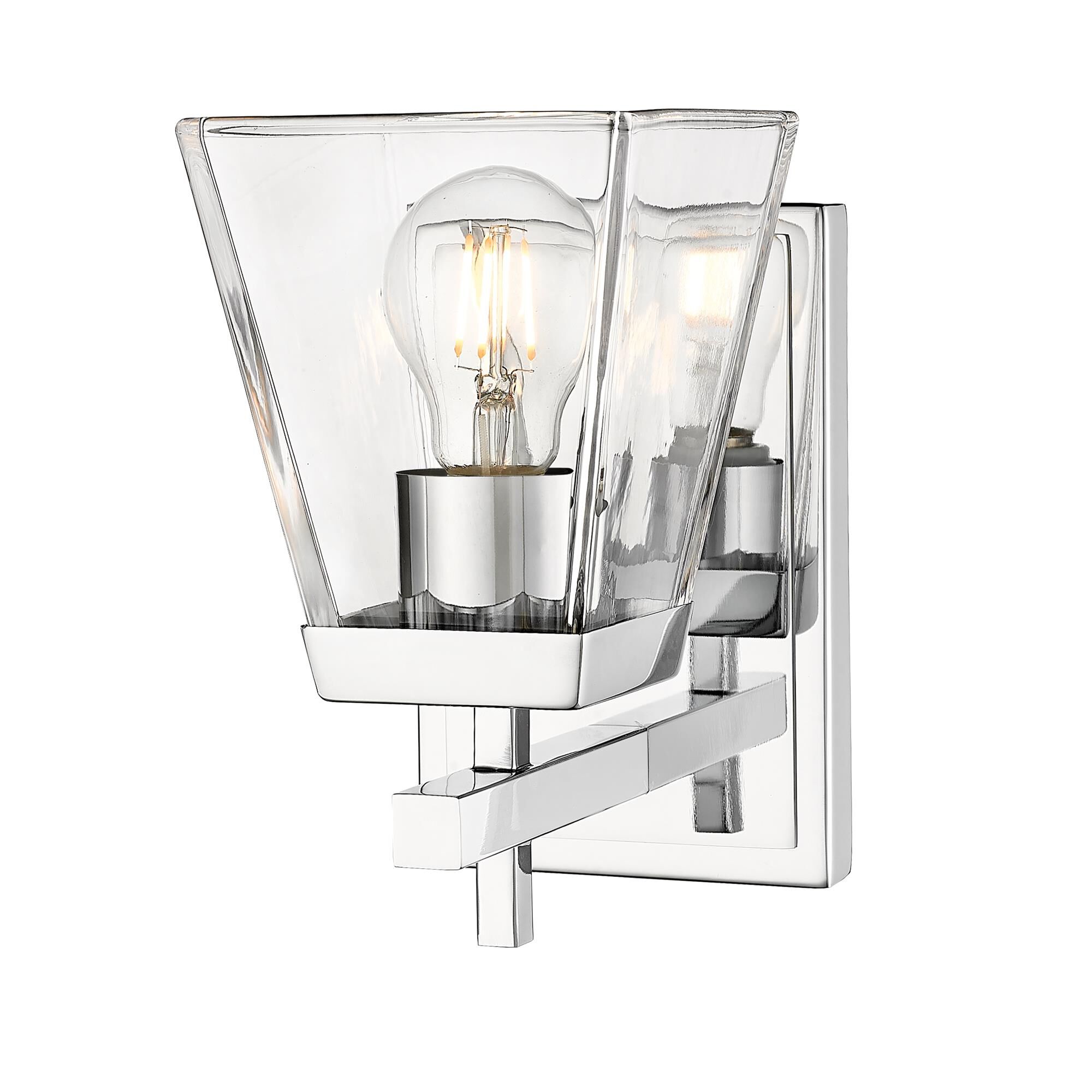 Shown in Chrome finish and Clear glass