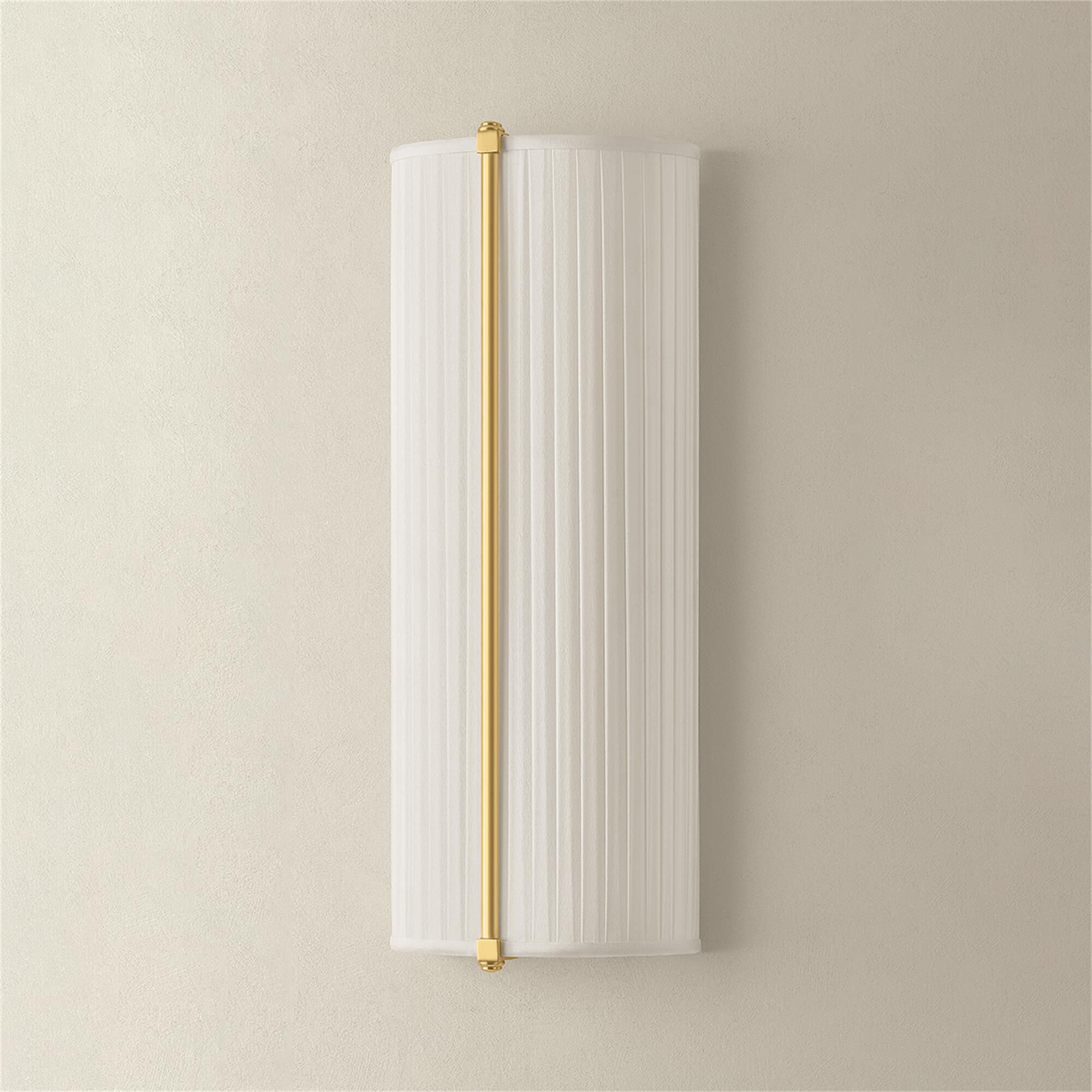 Shown in Aged Brass finish and Ivory Silk shade